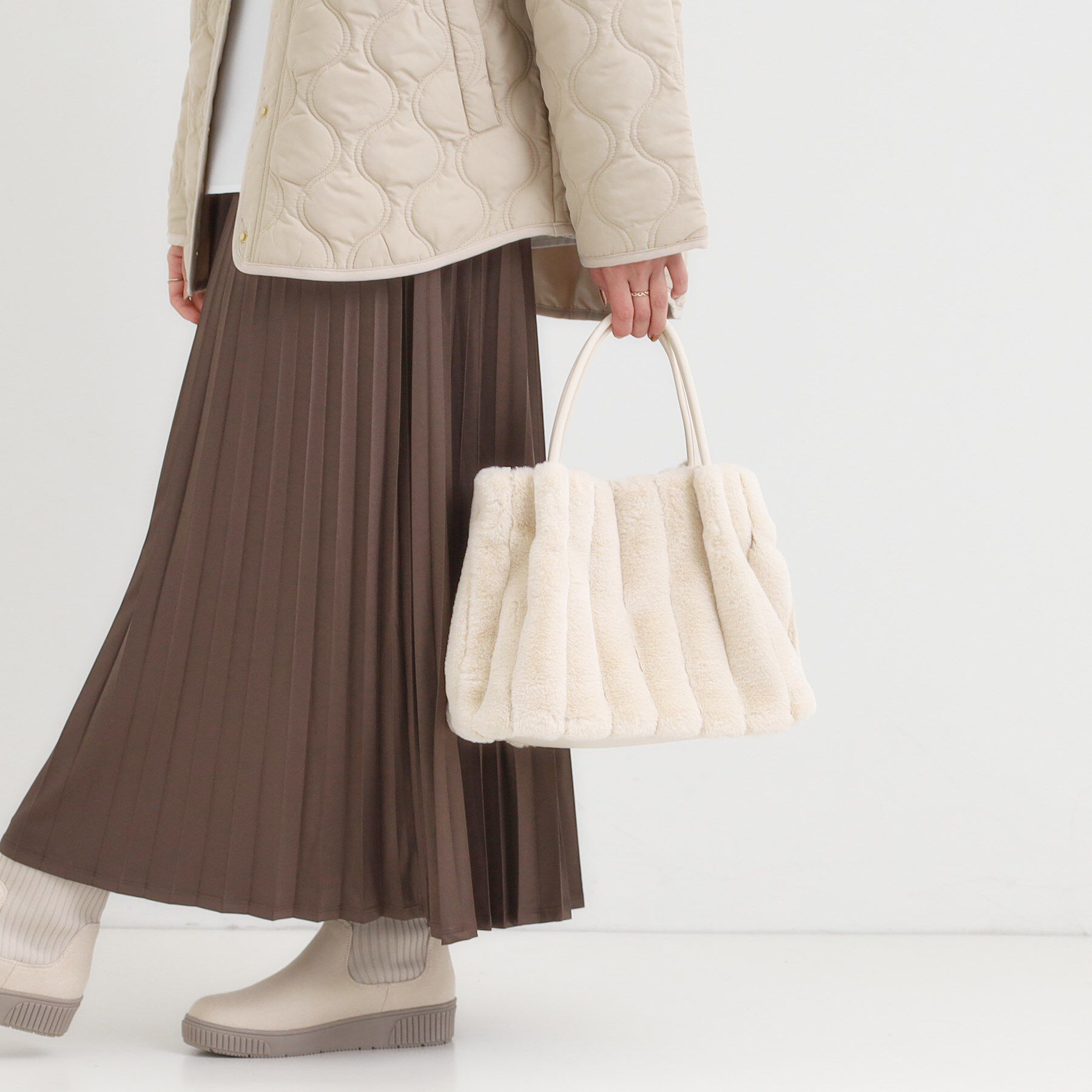 SHOO･LA･RUE「【高レビュー/2WAY】きれい見えで上品な ストライプファートートバッグ」|トートバッグ|