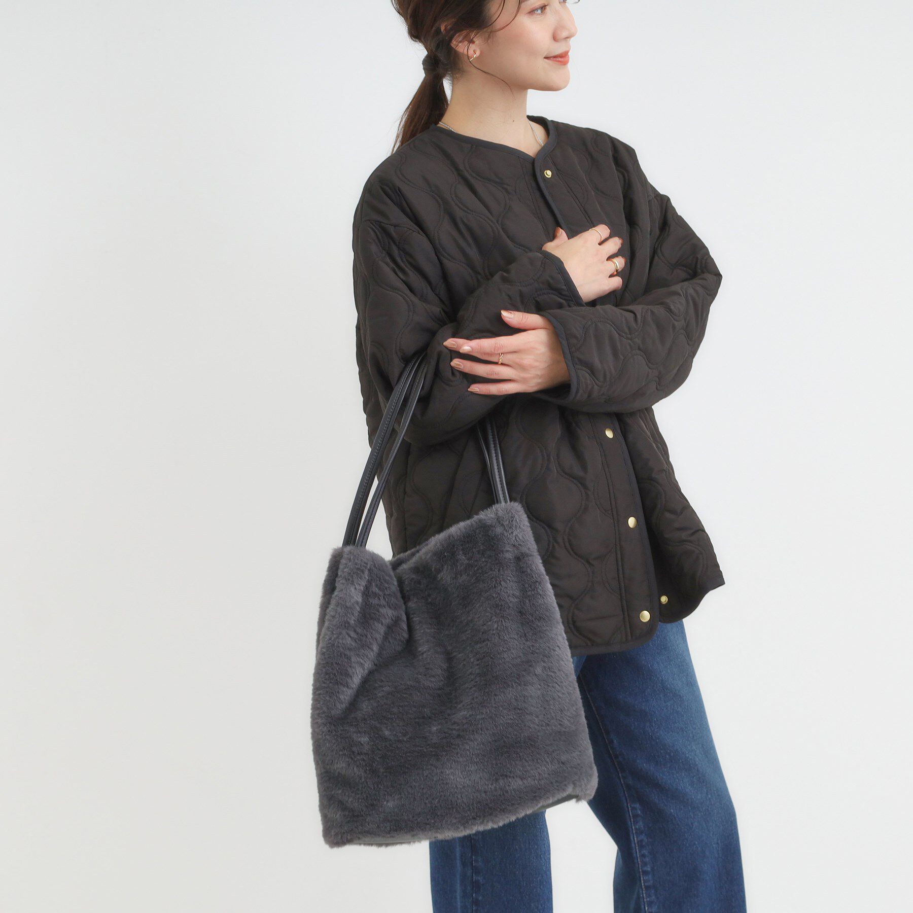 SHOO･LA･RUE「つまみハンドルフェイクファートートバッグ」|トートバッグ|