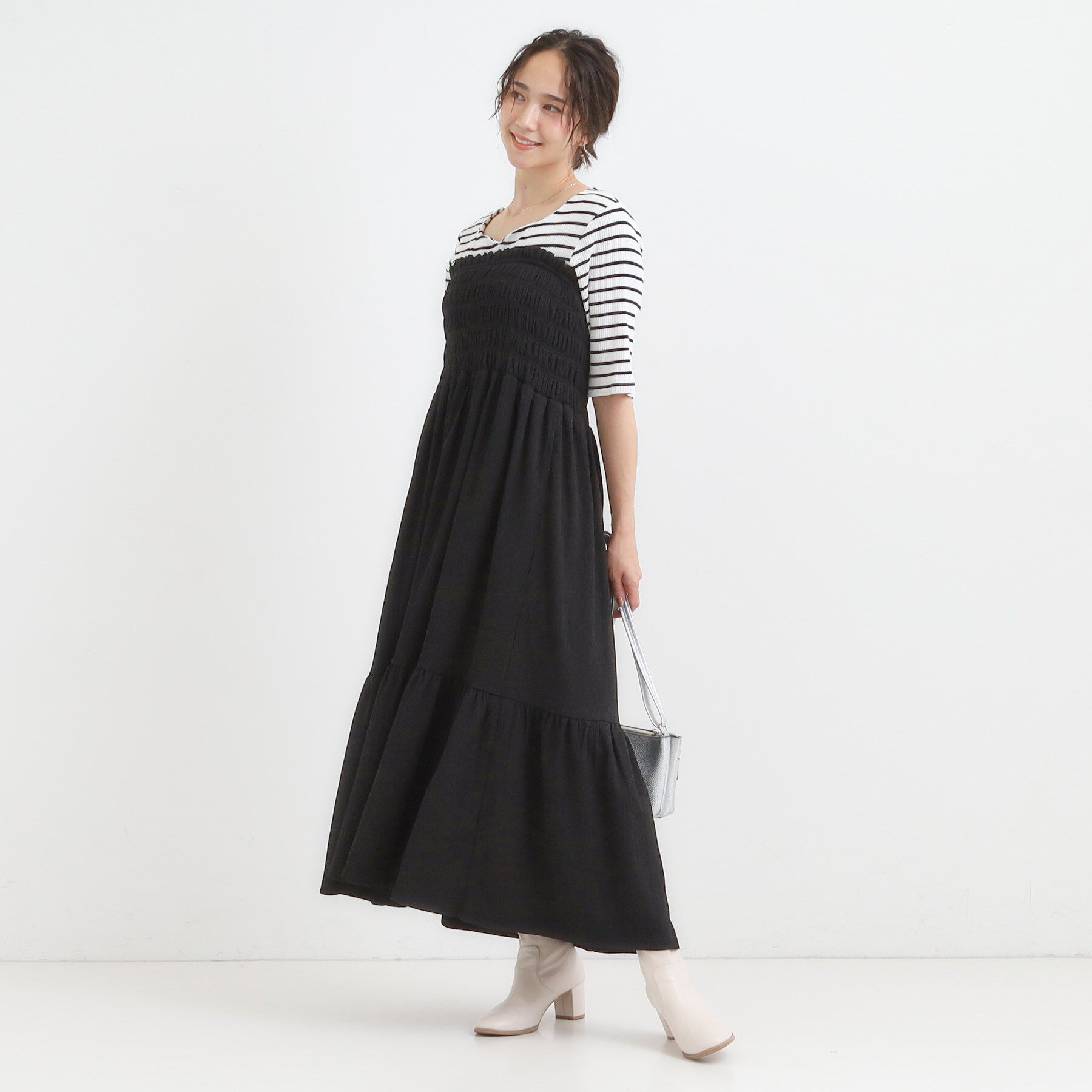 SHOO･LA･RUE「【2WAY】肩紐が取り外しできる シャーリングワンピース」|ワンピース|