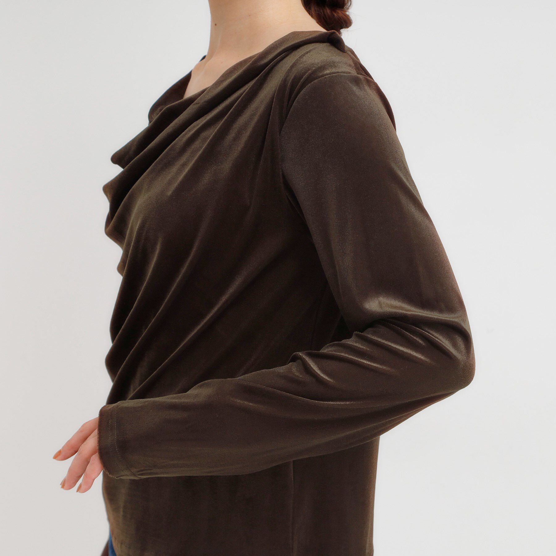 SHOO･LA･RUE「【S-LL】ベロア調ドレープデザインカットソー」|Tシャツ・カットソー|