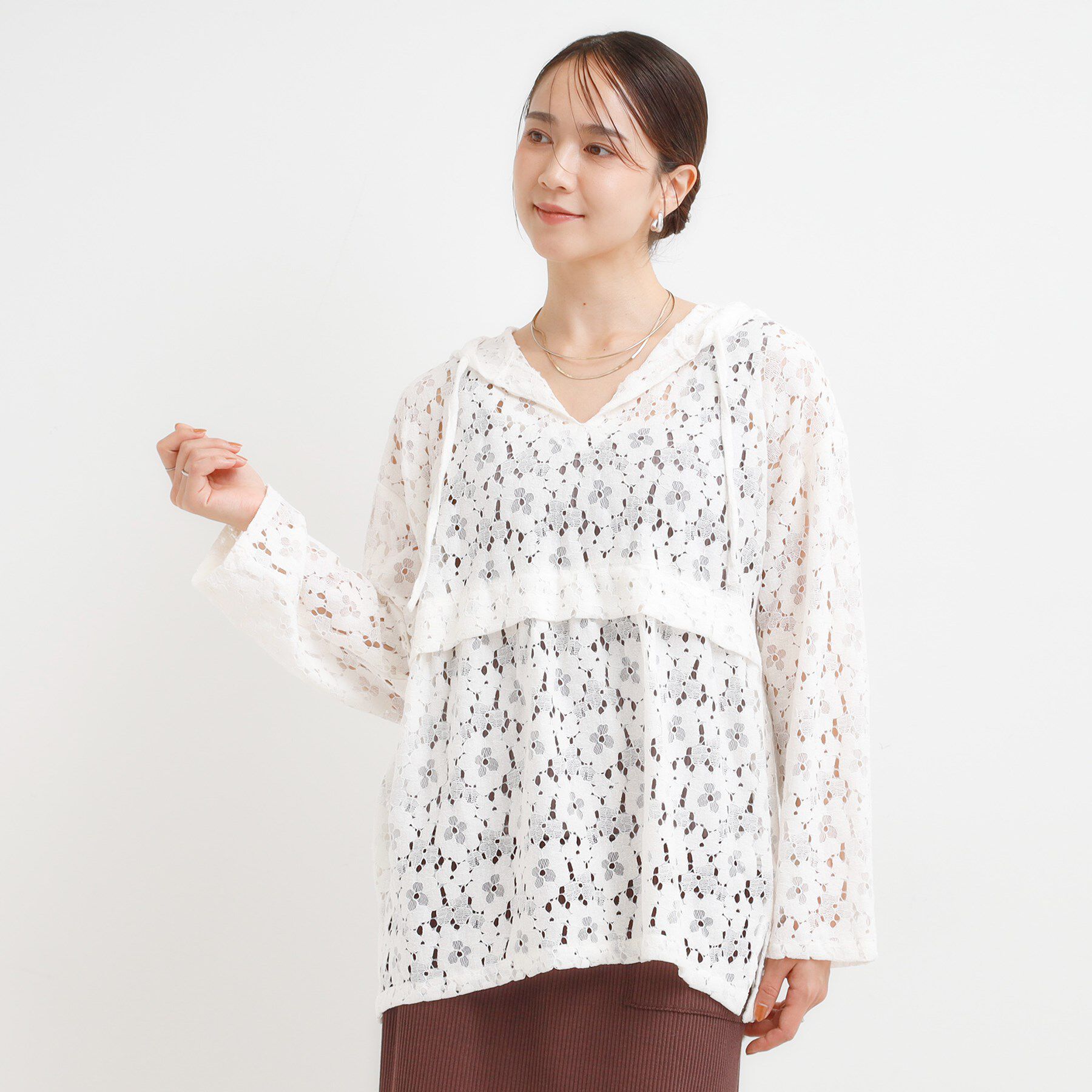 SHOO･LA･RUE「レースフーディプルオーバー」|シャツ・ブラウス|