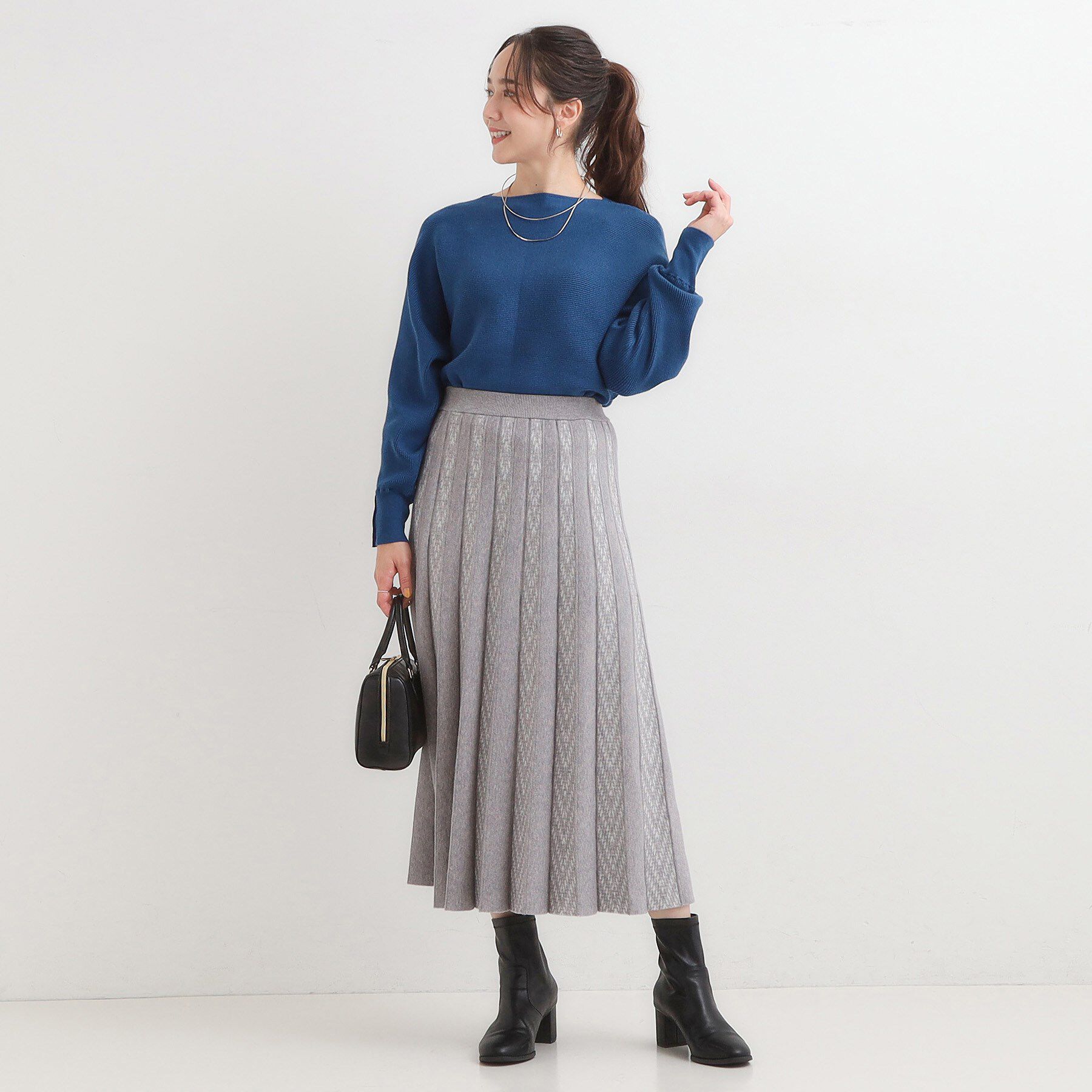 SHOO･LA･RUE「【洗濯機可/体型カバー】お袖ボタン リブドルマンニット」|ニット・セーター|