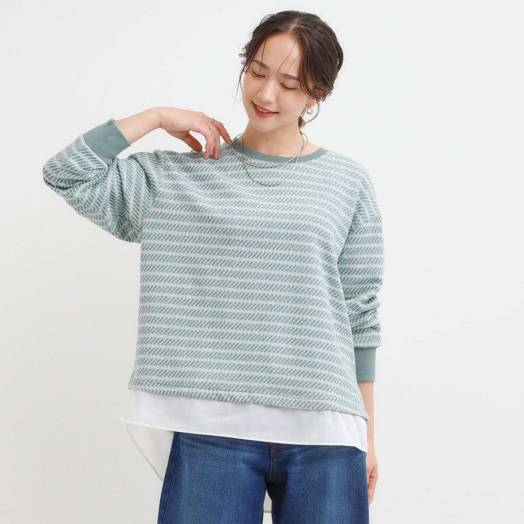 SHOO･LA･RUE「ジャカード裾フェイク」|Tシャツ・カットソー|