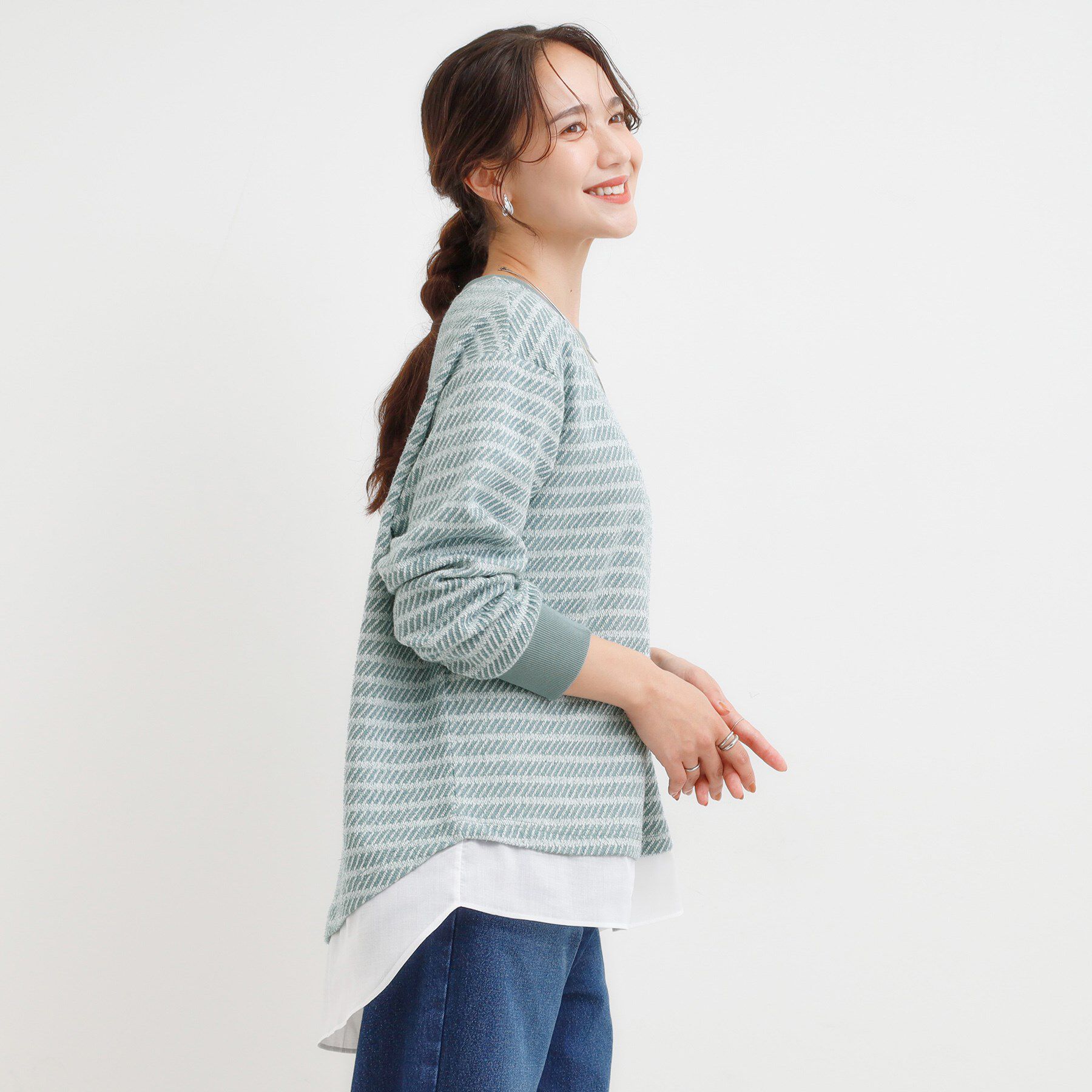 SHOO･LA･RUE「ジャカード裾フェイク」|Tシャツ・カットソー|