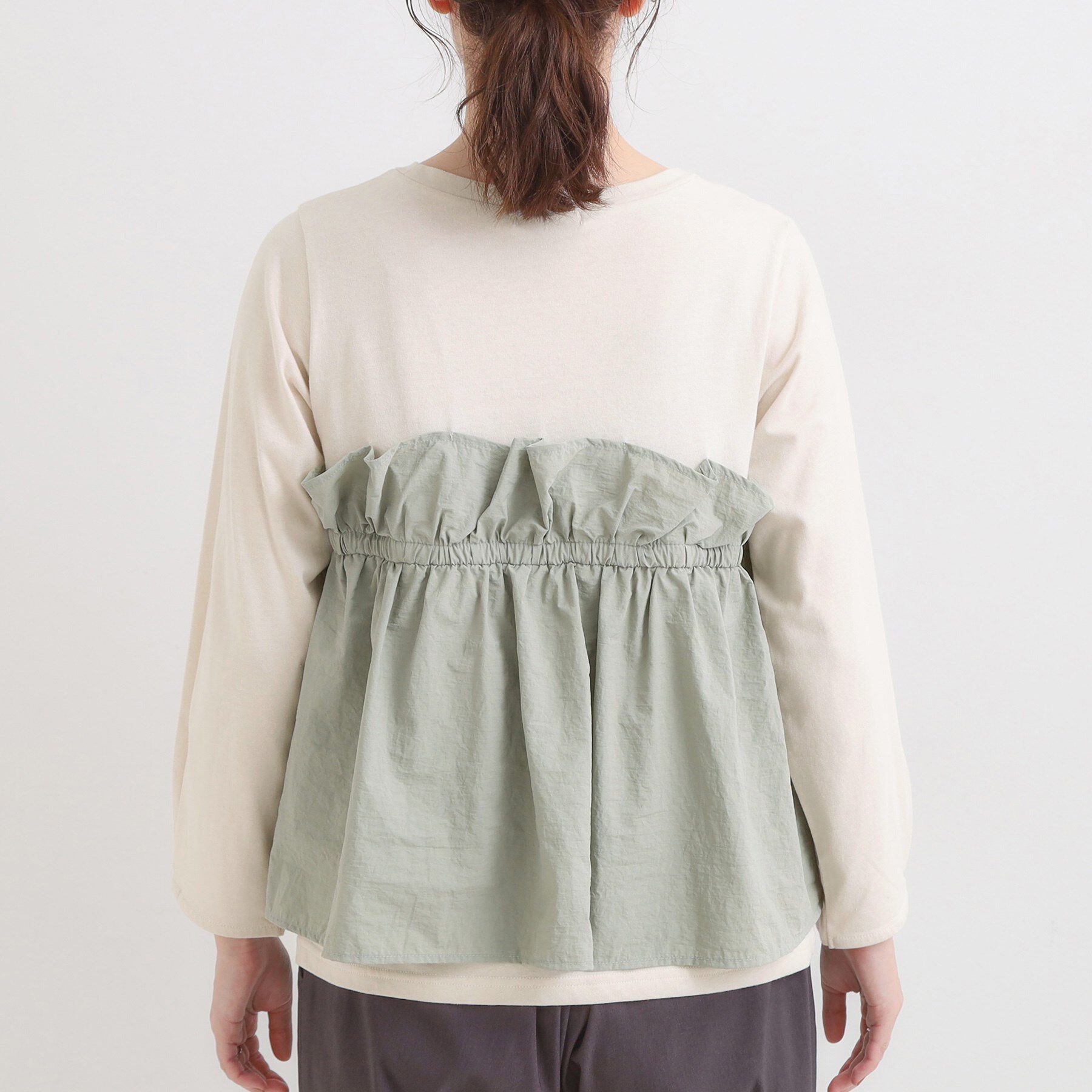 SHOO･LA･RUE「【洗濯機可/S-LL】1枚で華やか フリルドッキングトップス」|Tシャツ・カットソー|