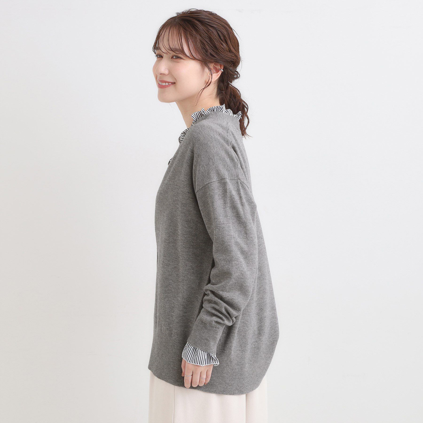 SHOO･LA･RUE「【洗える】もちもち ミドル丈ニットカーディガン」|カーディガン|