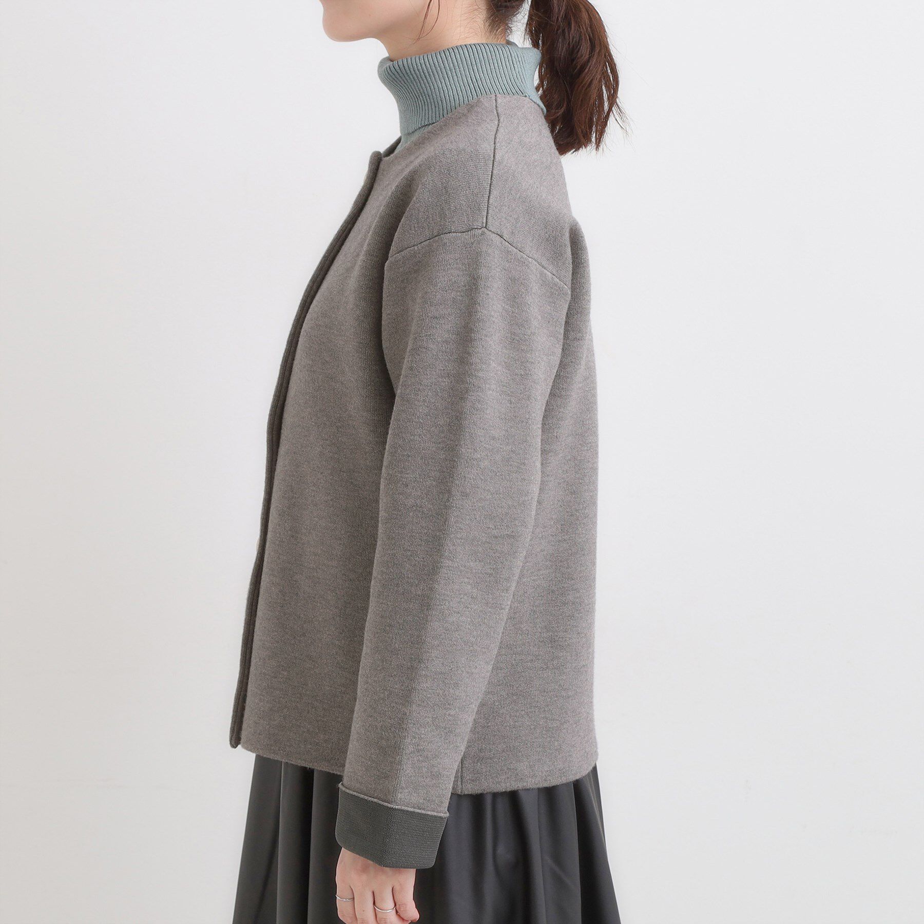 SHOO･LA･RUE「ゴールドボタンがアクセント ダブルフェイスニットカーディガン」|カーディガン|