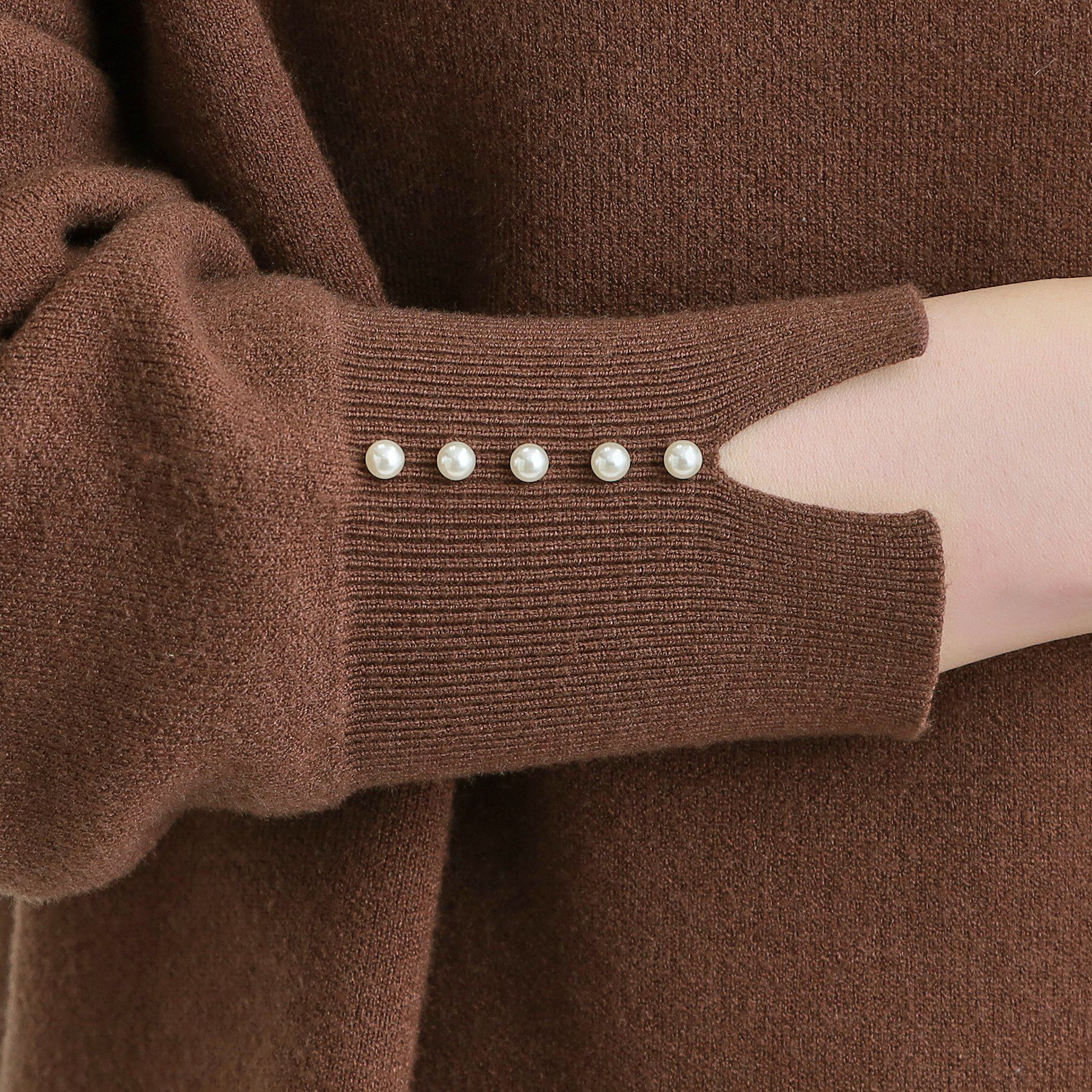 SHOO･LA･RUE「【セットアップ可/S-LL】インせず着られる 洗えるもちもち裾ラウンドニット」|ニット・セーター|