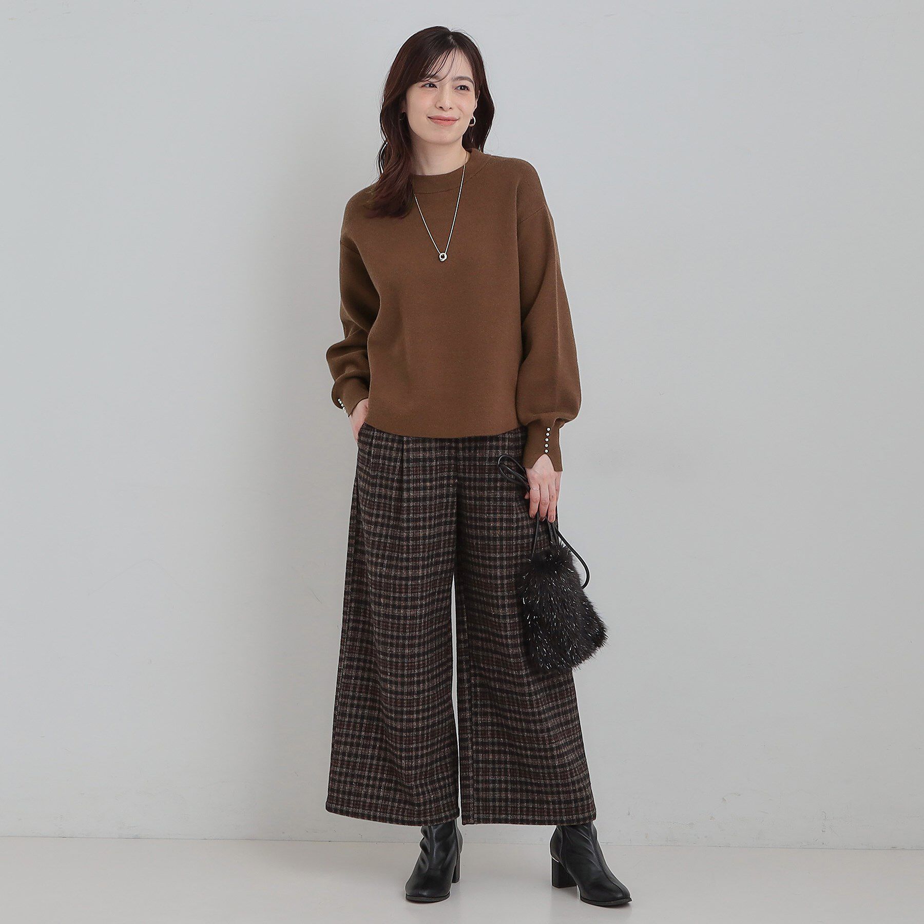 SHOO･LA･RUE「【セットアップ可/S-LL】インせず着られる 洗えるもちもち裾ラウンドニット」|ニット・セーター|