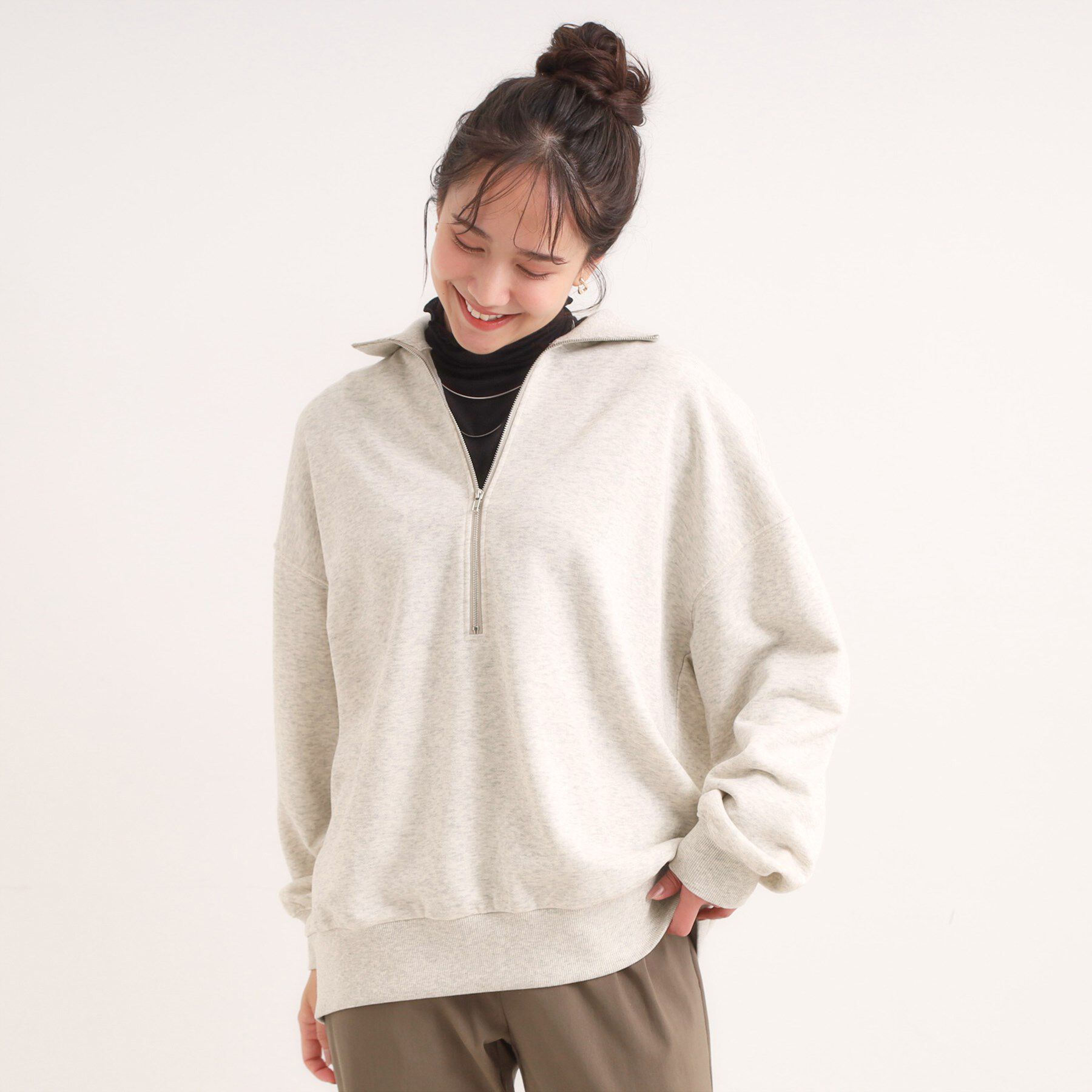 SHOO･LA･RUE「8色の選べる楽しさ ハーフジップ オーバーサイズスウェット」|パーカー|