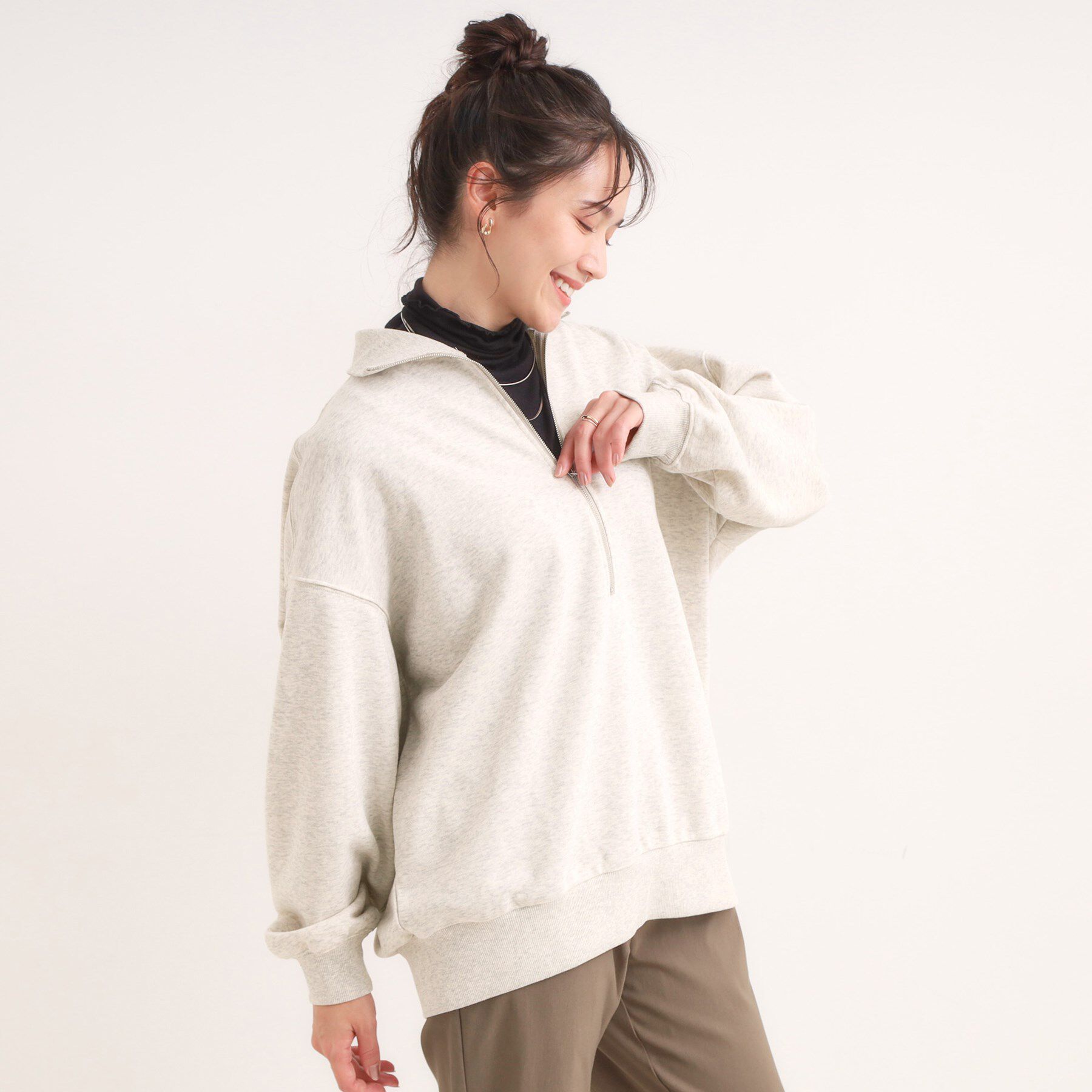 SHOO･LA･RUE「8色の選べる楽しさ ハーフジップ オーバーサイズスウェット」|パーカー|