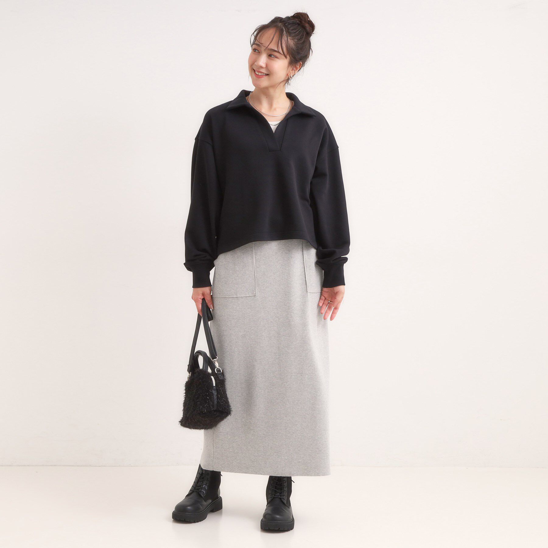 SHOO･LA･RUE「【なめらかタッチ/洗濯機可】スキッパーポロスウェット」|パーカー|