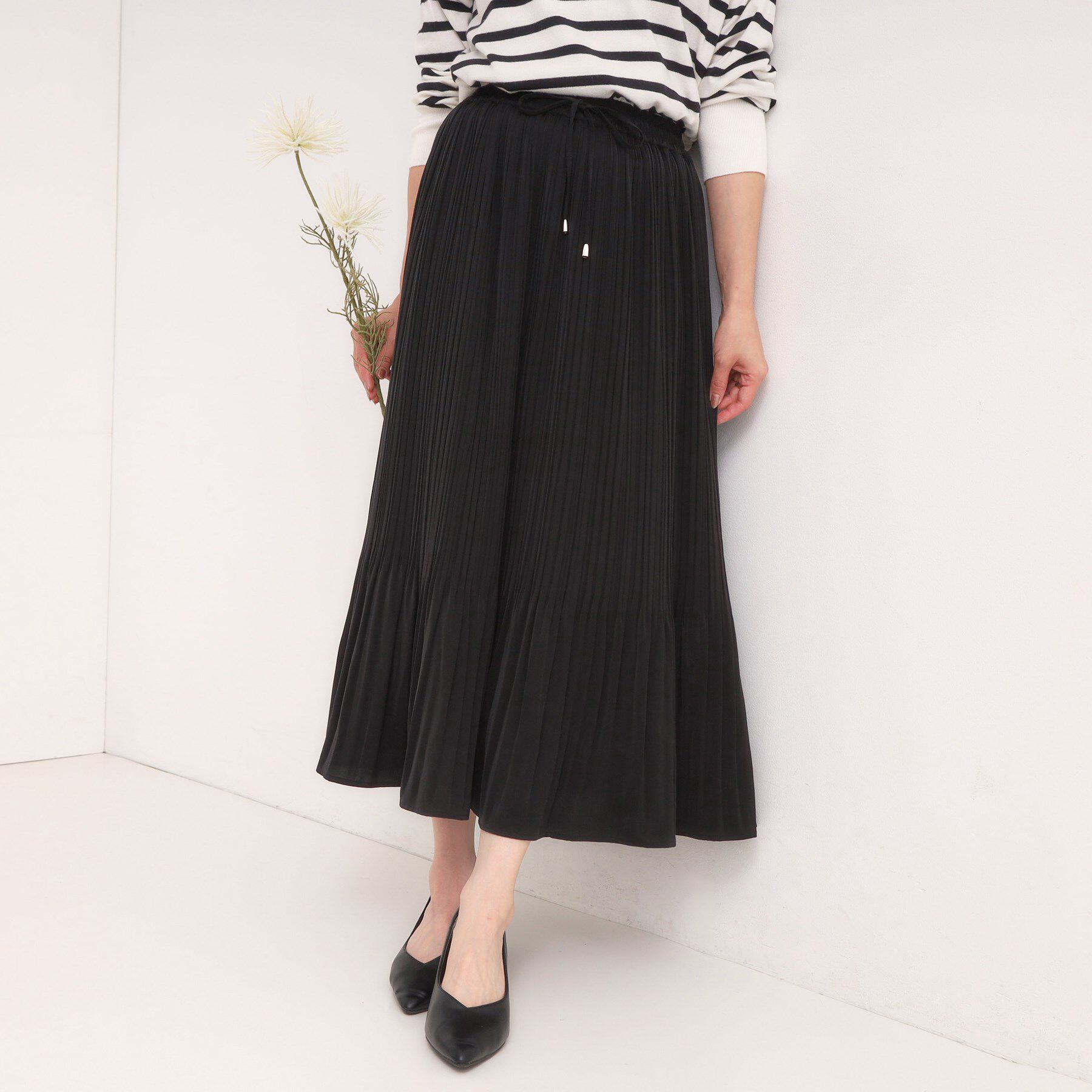 SHOO･LA･RUE「【セットアップ可】大人上品な アソートプリーツスカート」|スカート|ブラック(019)