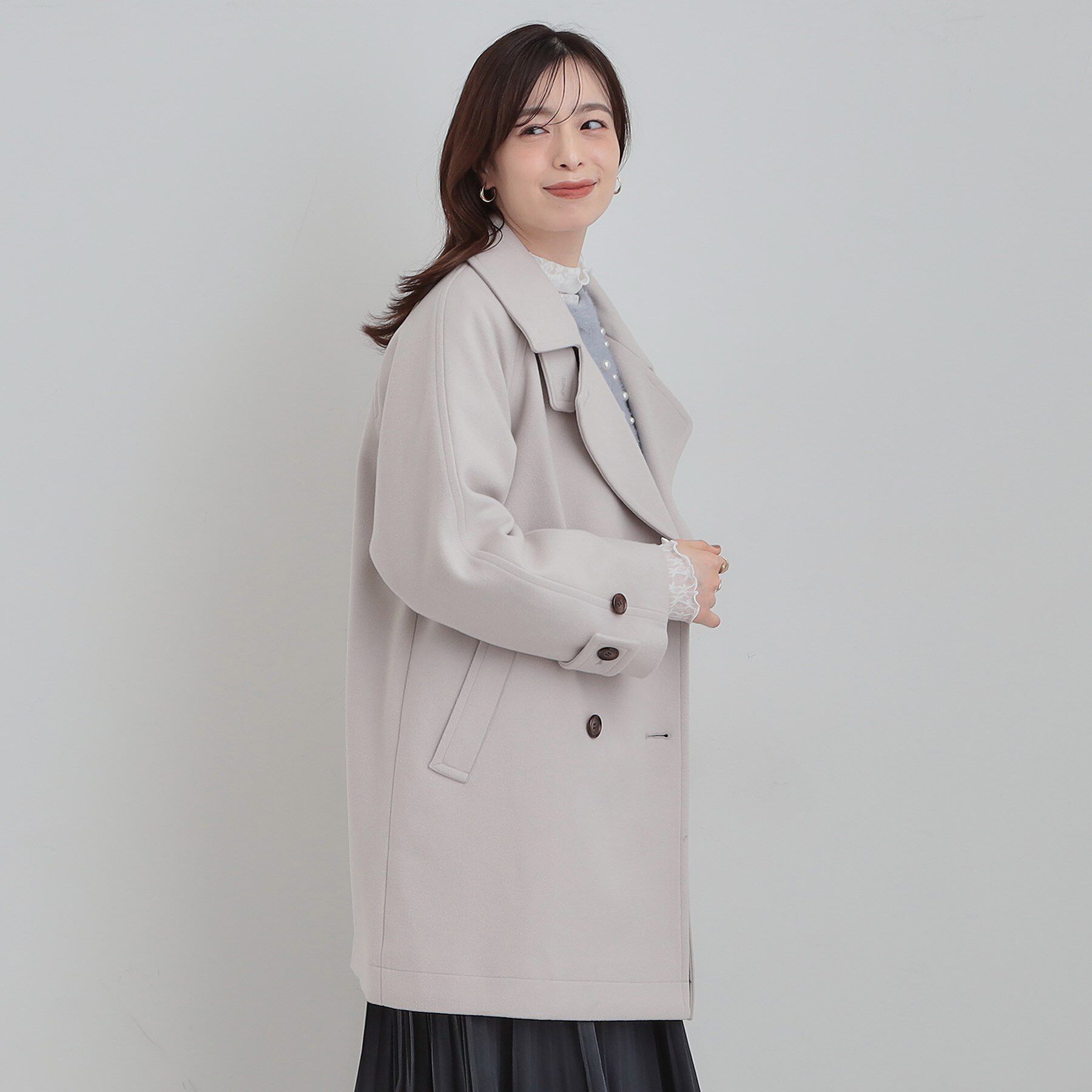 SHOO･LA･RUE「【2WAY】こなれきれい ウール調コクーンコート」|チェスターコート|