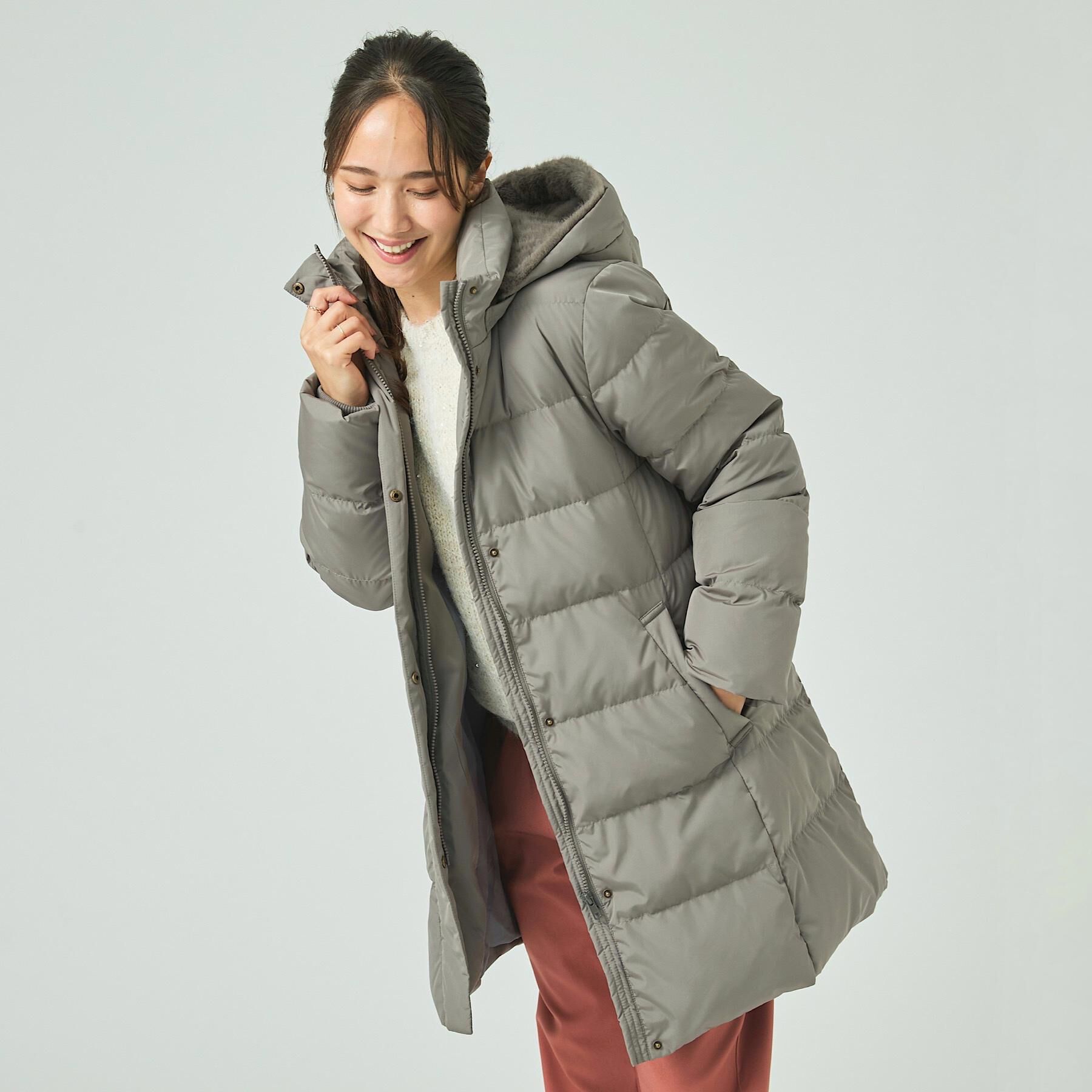 SHOO･LA･RUE「【洗濯機可/撥水】フェイクファーフード ロングダウン」|ダウン|