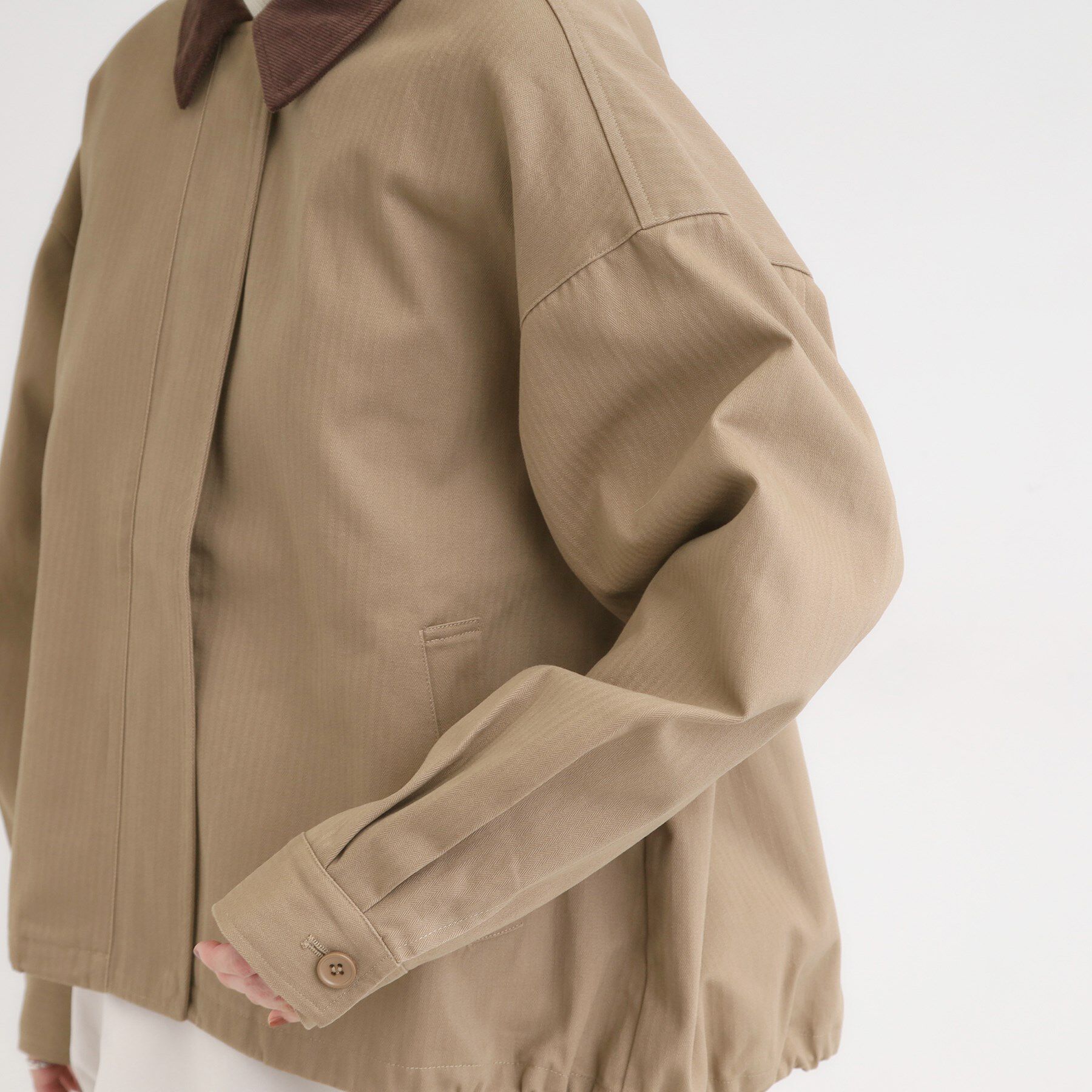 SHOO･LA･RUE「配色衿 ヘリンボーンカバーオール」|ブルゾン・スタジャン|