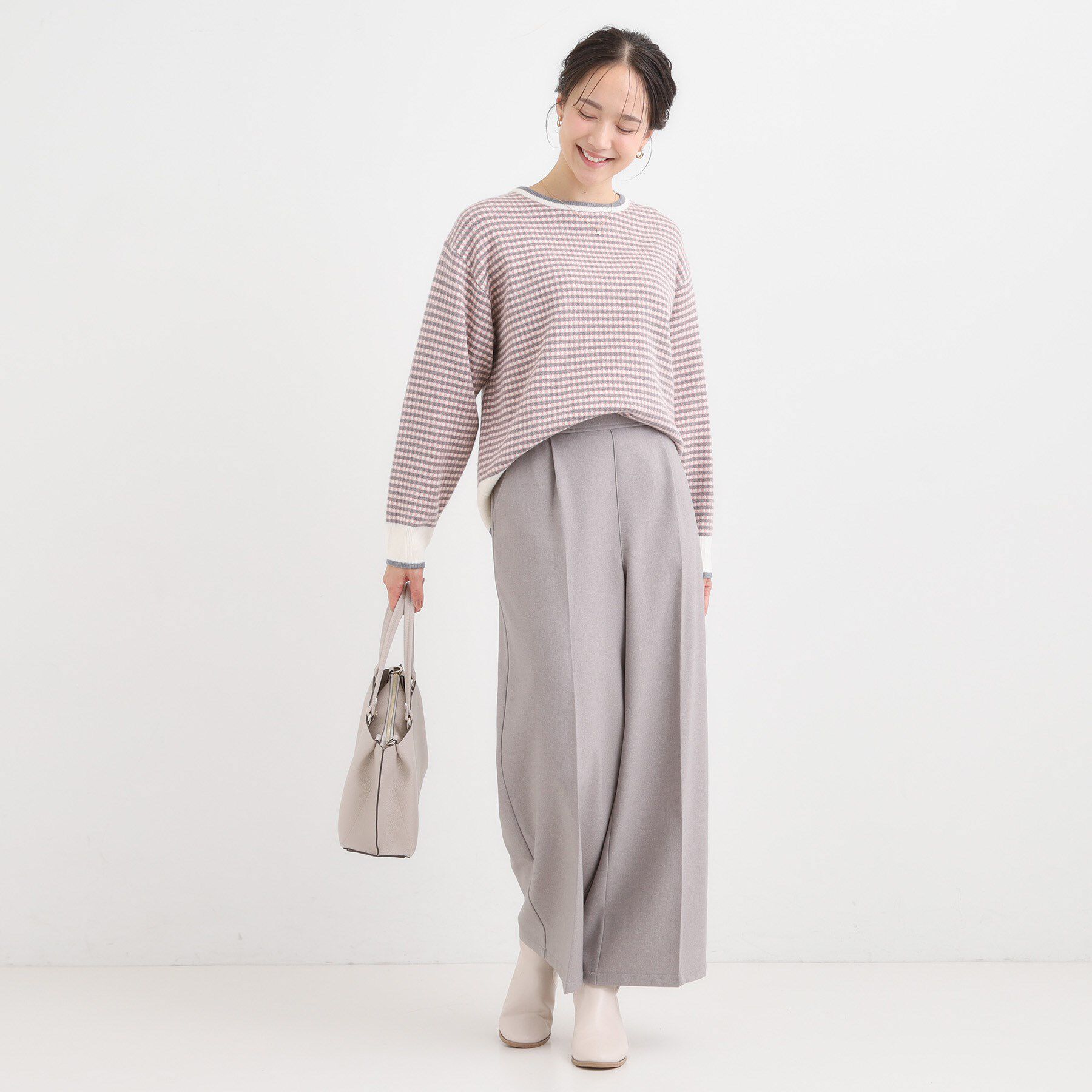 SHOO･LA･RUE「【洗濯機可/S-LL】クラシックなチェック柄が目を惹く 柔らかニット」|ニット・セーター|