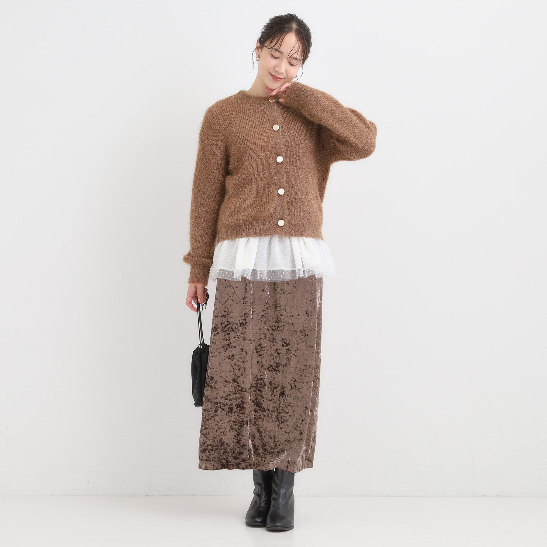 SHOO･LA･RUE「【S-LL】ふわふわシャギー 大人レディなカーディガン」|カーディガン|