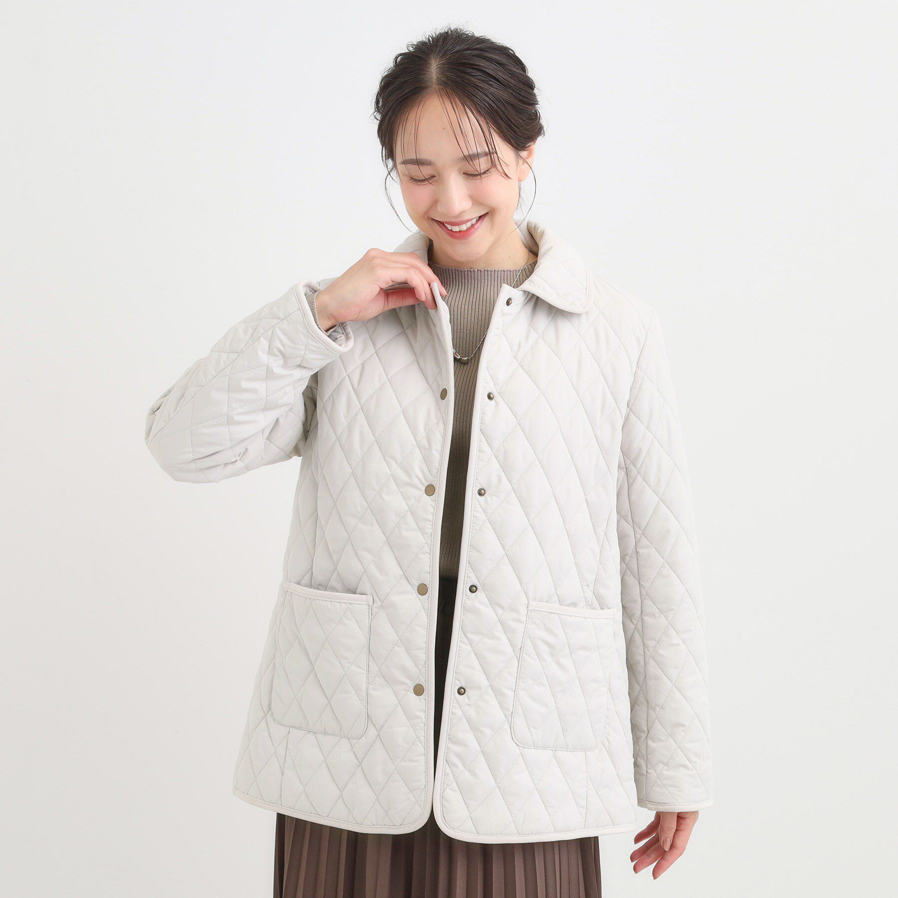 SHOO･LA･RUE「【撥水/フード取り外し可】サッと羽織れる ダイヤ柄キルトジャケット」|その他|