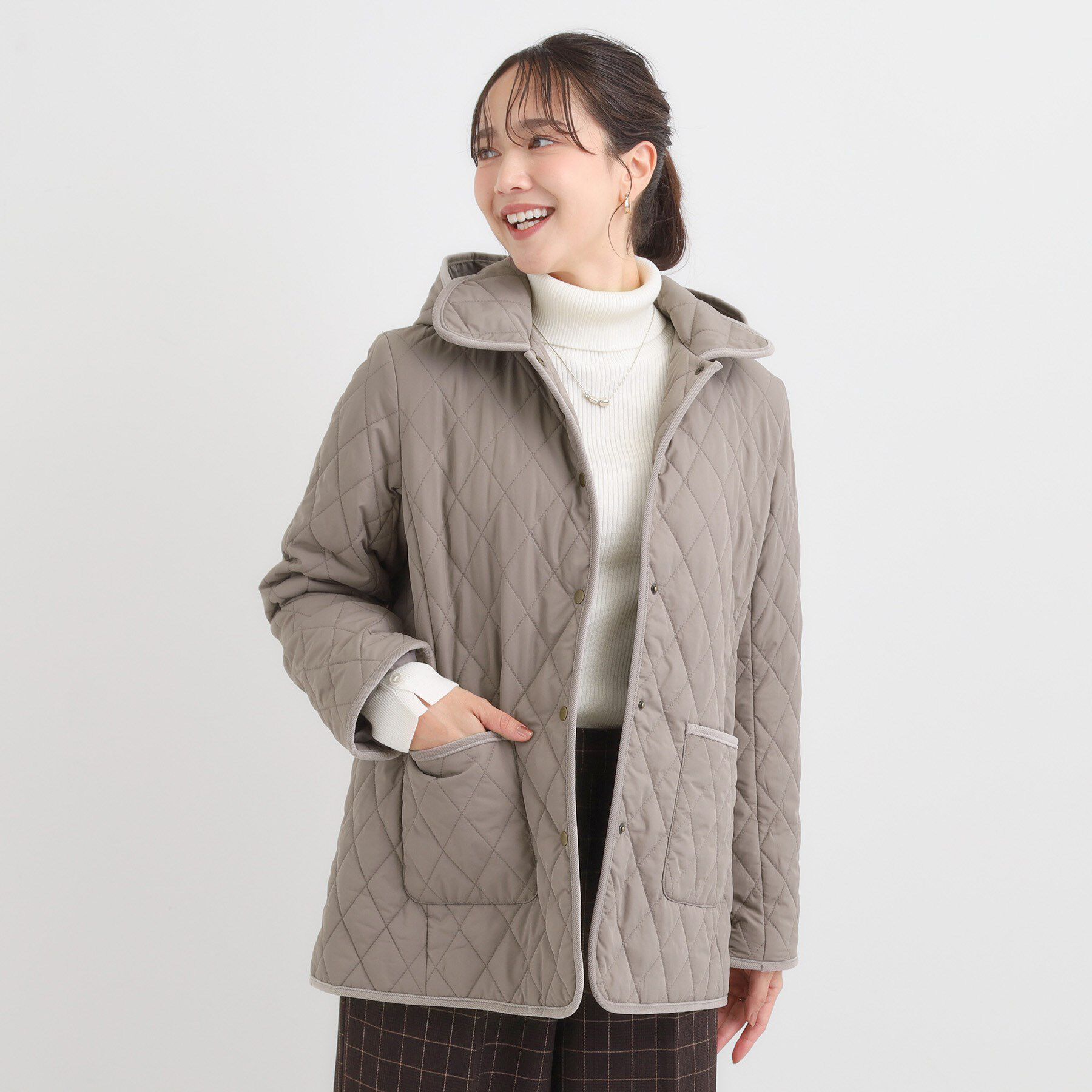 SHOO･LA･RUE「【撥水/フード取り外し可】サッと羽織れる ダイヤ柄キルトジャケット」|その他|