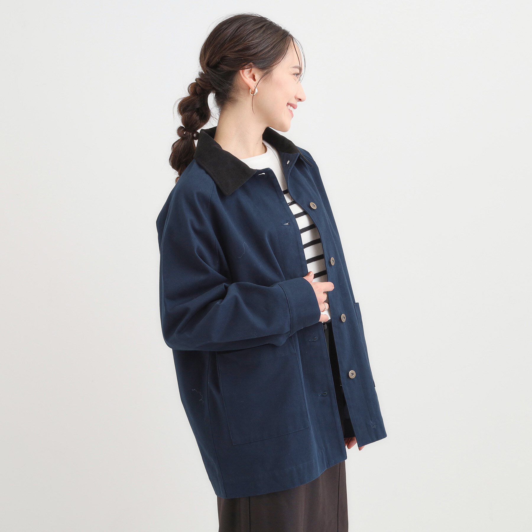 SHOO･LA･RUE「【S-LL】オーバーシルエットでこなれ感 襟コール カバーオール」|ステンカラーコート|