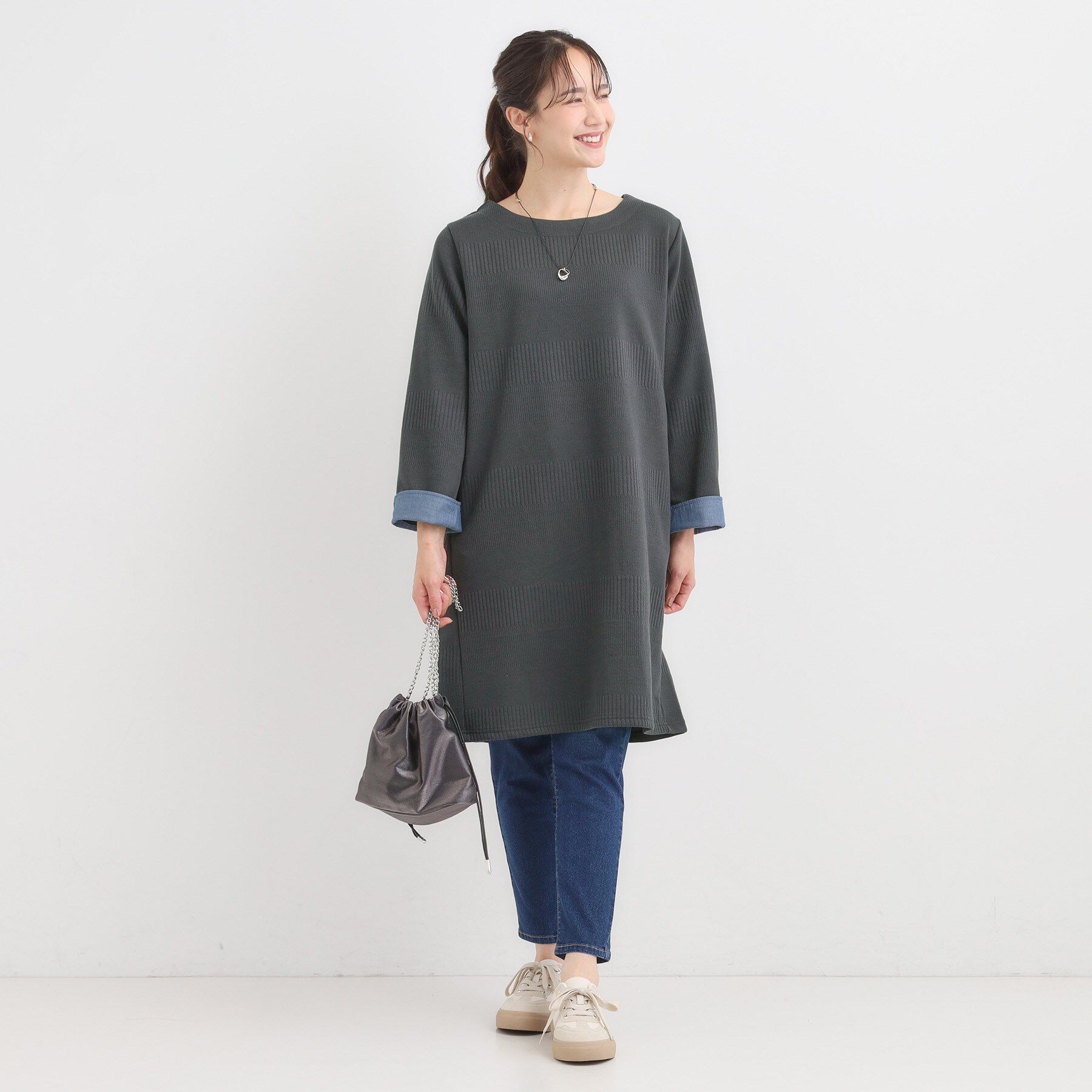 SHOO･LA･RUE「身体のラインをきれいにカバー Aラインチュニックワンピース」|チュニック|