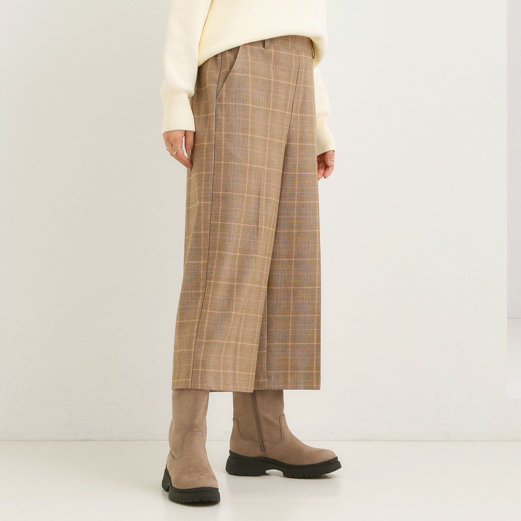 SHOO･LA･RUE「【洗濯機可/S-LL】きちんと見えする あったか裏起毛ガウチョパンツ」|その他|