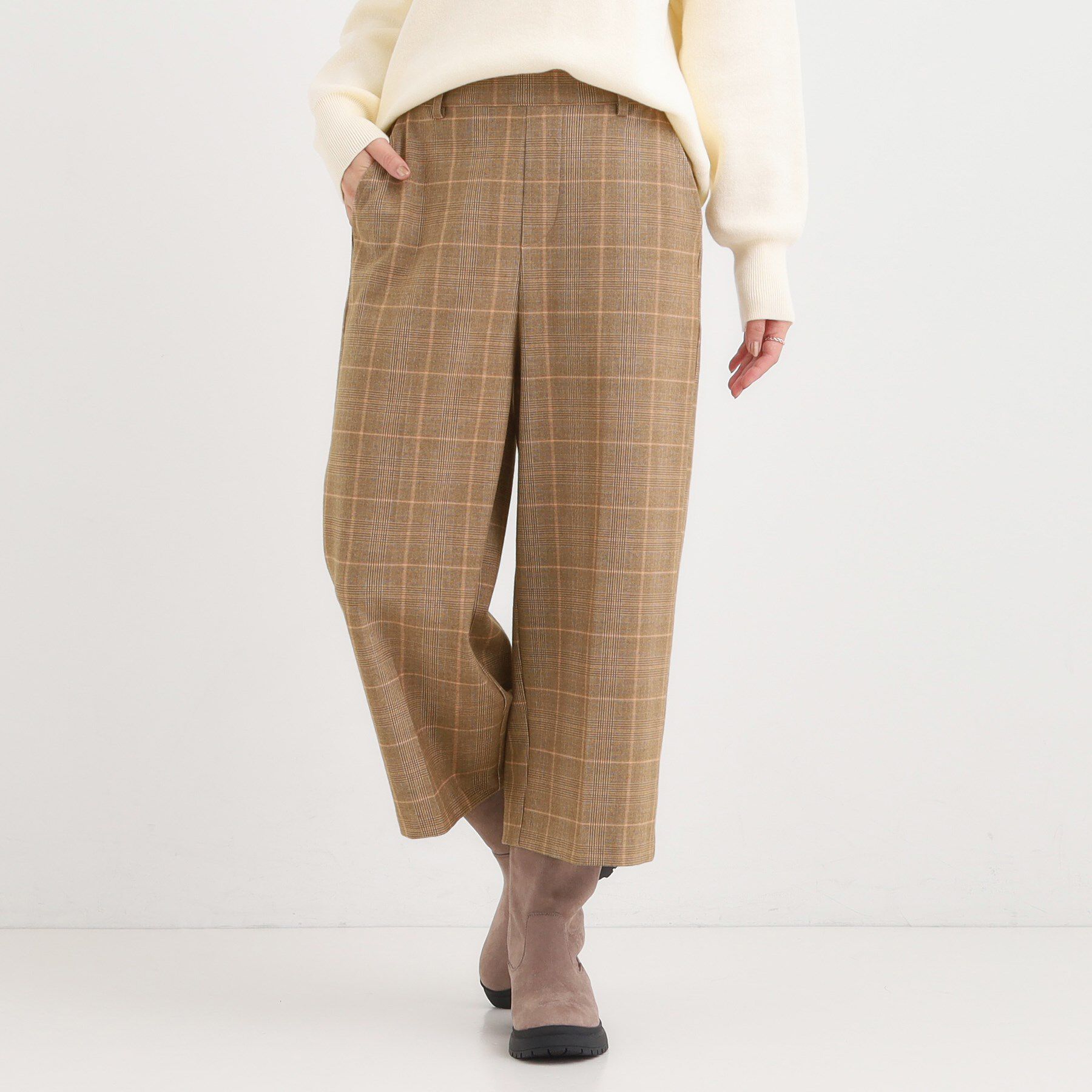 SHOO･LA･RUE「【洗濯機可/S-LL】きちんと見えする あったか裏起毛ガウチョパンツ」|その他|