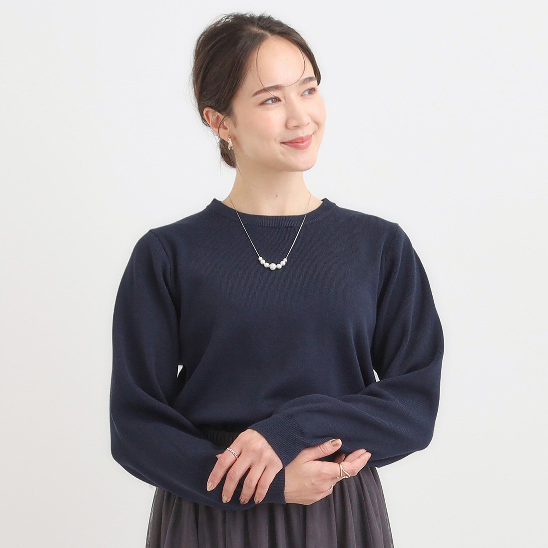 SHOO･LA･RUE「【襟取り外し可/S-LL】上品見え レース襟ニット」|ニット・セーター|