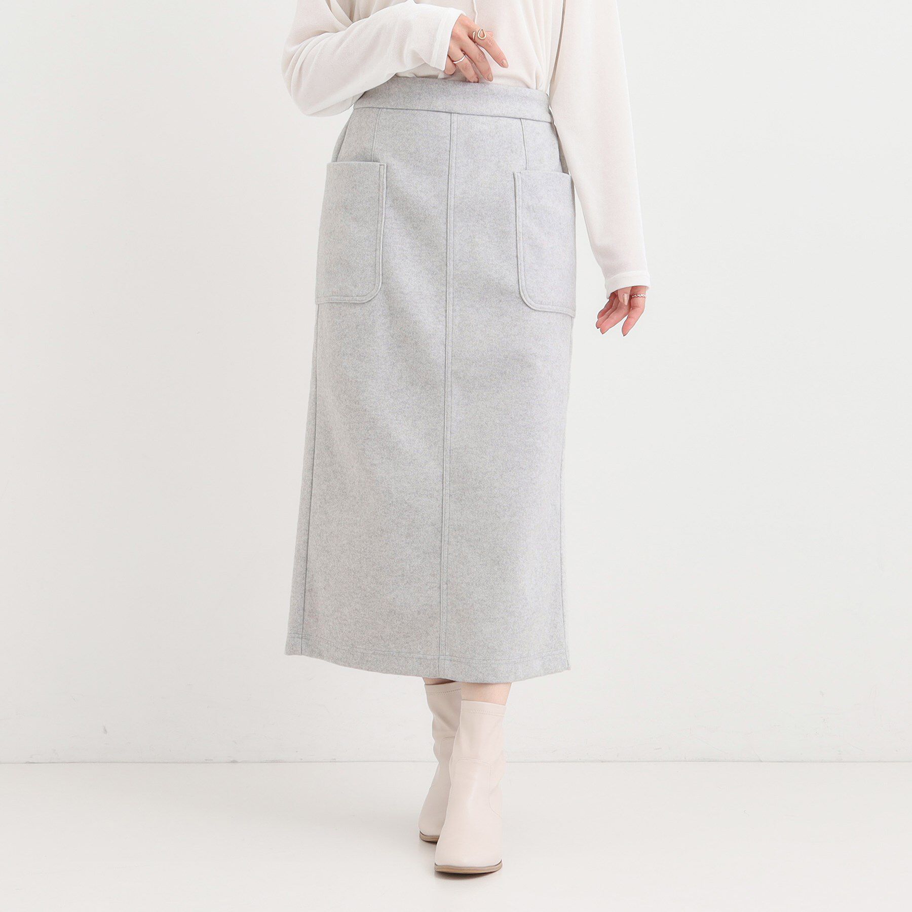 SHOO･LA･RUE「【S-LL】あったかすっきり 圧縮ニットナロースカート」|スカート|