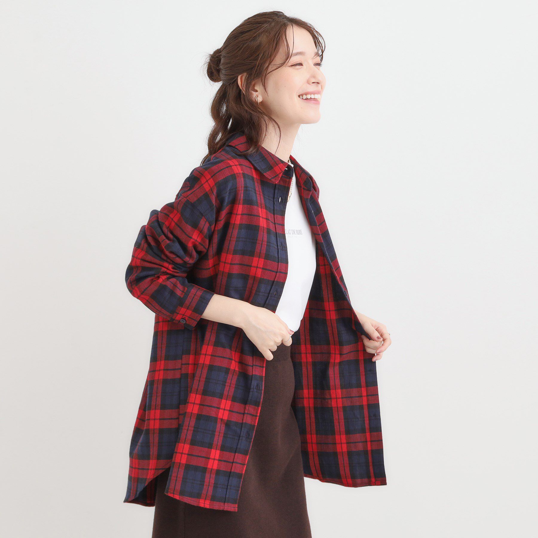 SHOO･LA･RUE「【S-LL】柔らかさが癖になる 起毛コットン オーバーサイズシャツ」|シャツ・ブラウス|