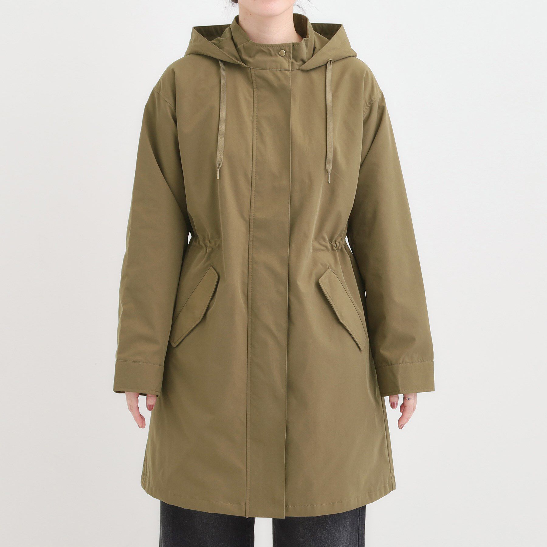 SHOO･LA･RUE「【S-LL/撥水】腰回りをカバーする ロングミリタリーアウター」|ミリタリージャケット|