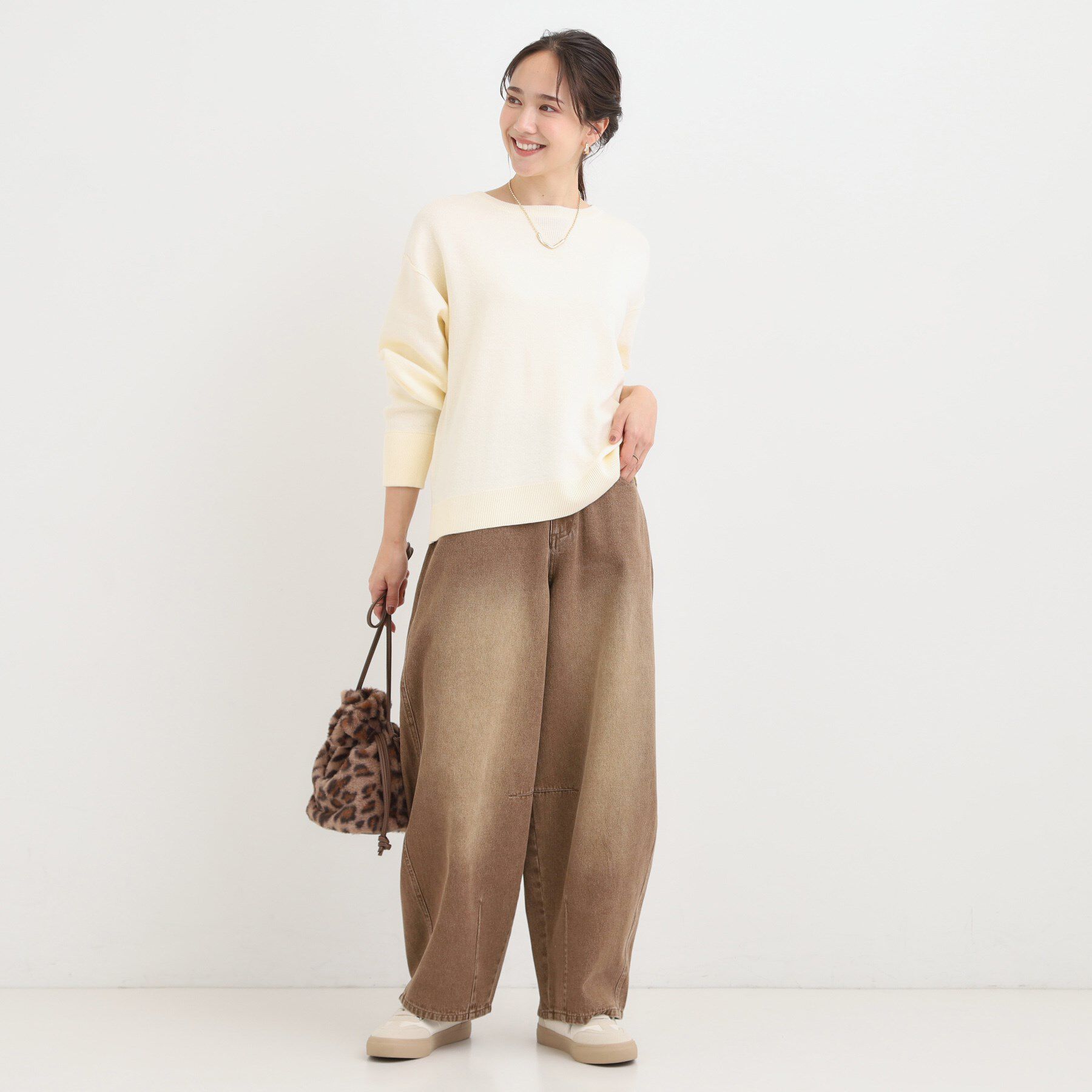 SHOO･LA･RUE「【S-LL】立体カーブデニムパンツ」|デニム|