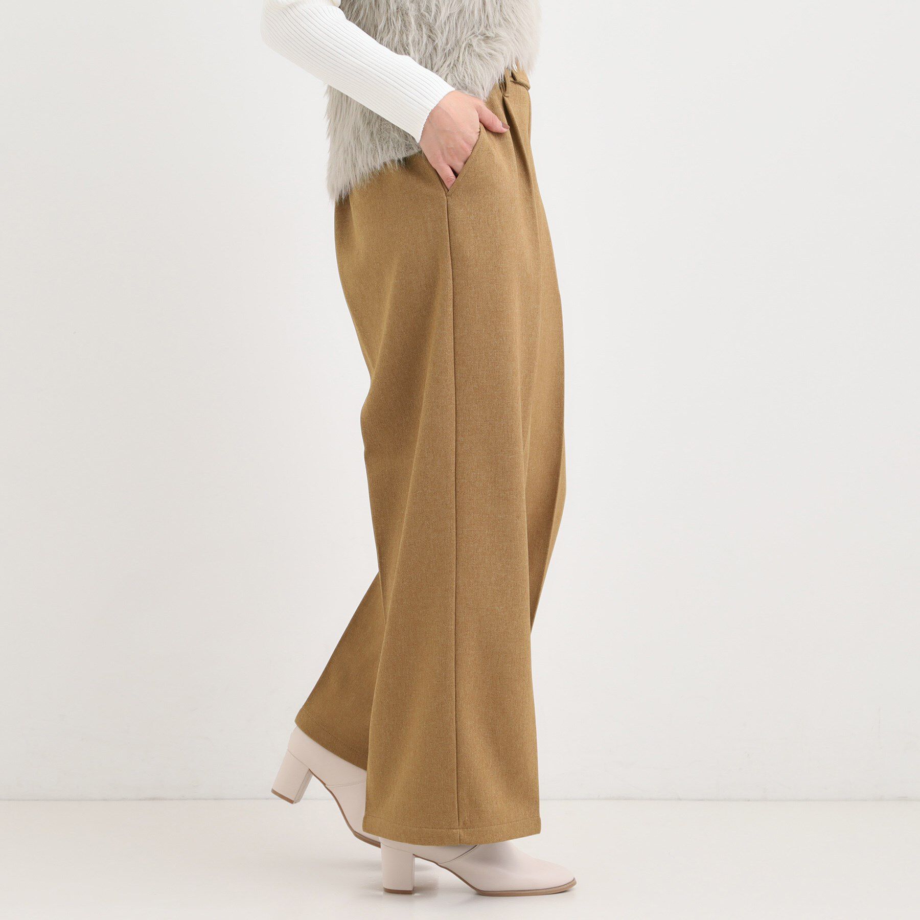 SHOO･LA･RUE「【着丈選べる】ウールフィールあったか裏起毛ワイドパンツ」|その他|