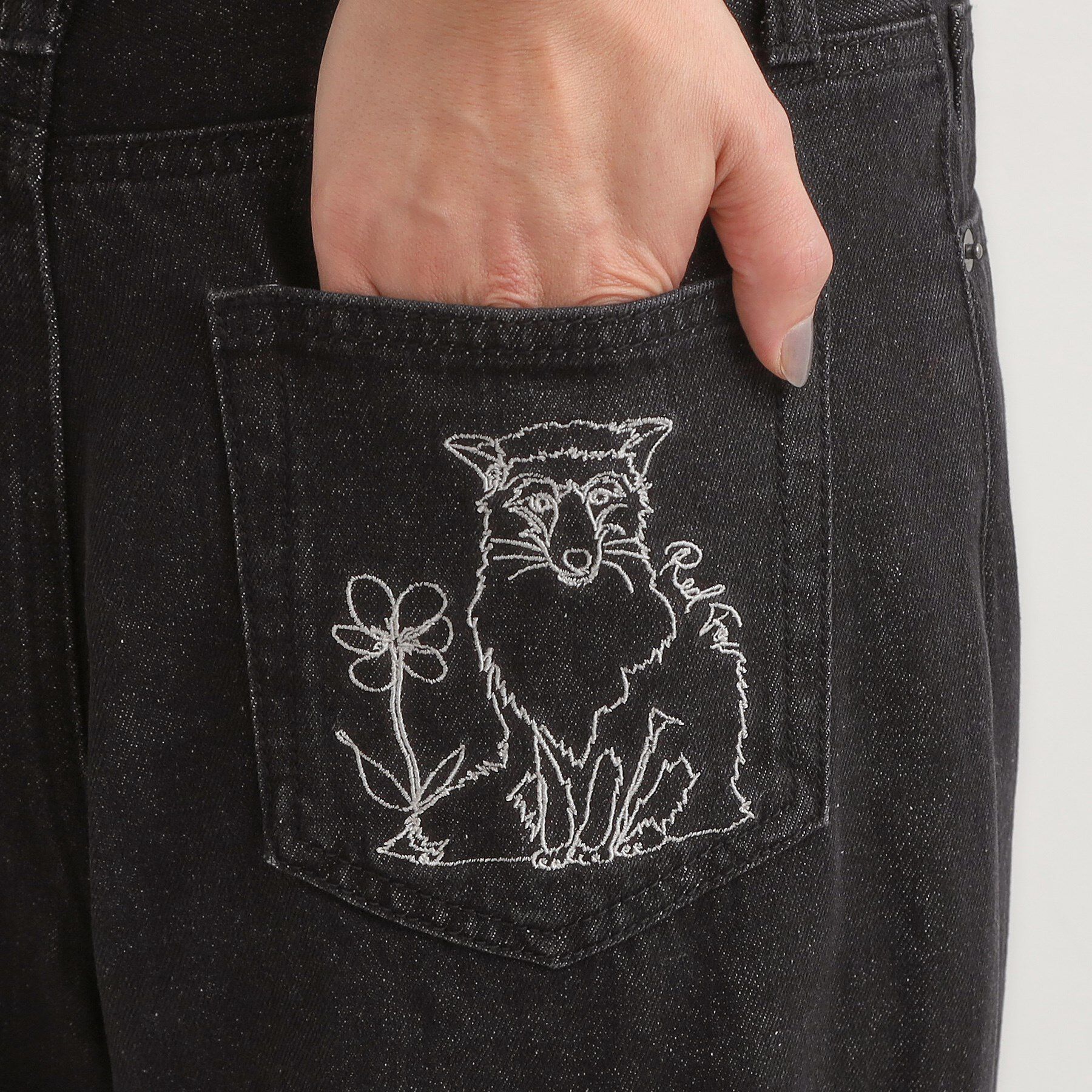 SHOO･LA･RUE「【旭山動物園応援商品】ポケット刺繍デニム」|デニム|