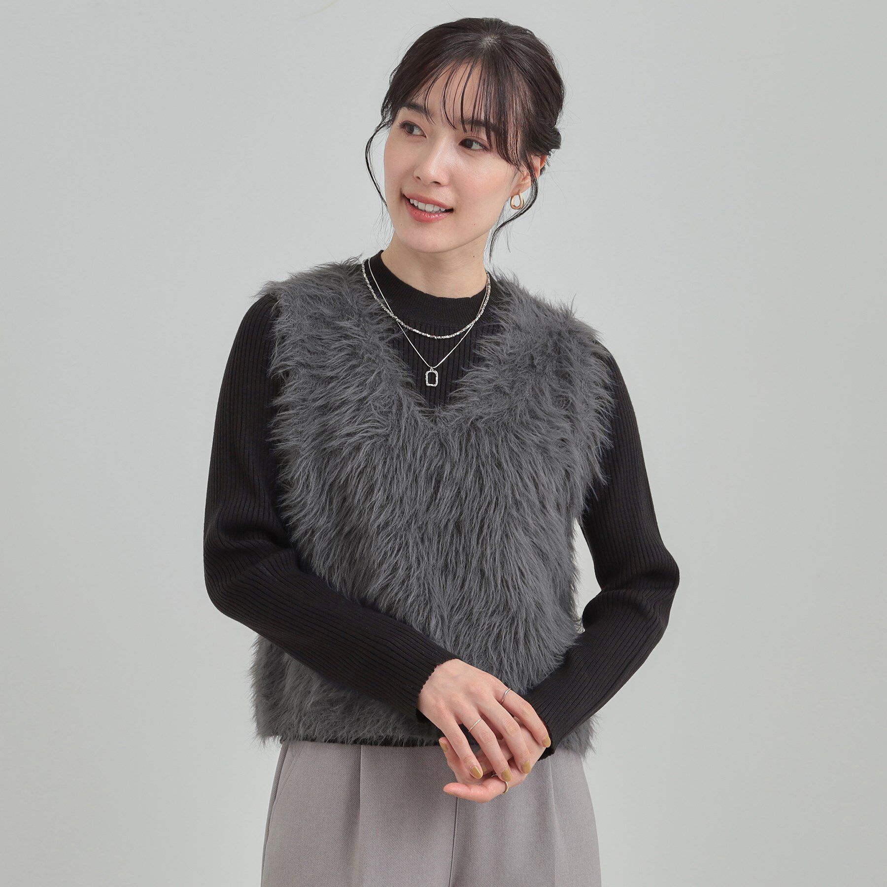 SHOO･LA･RUE「【S-LL/2点セット】着るだけでコーデが決まる フェザーニットベスト&times;リブニット」|その他|