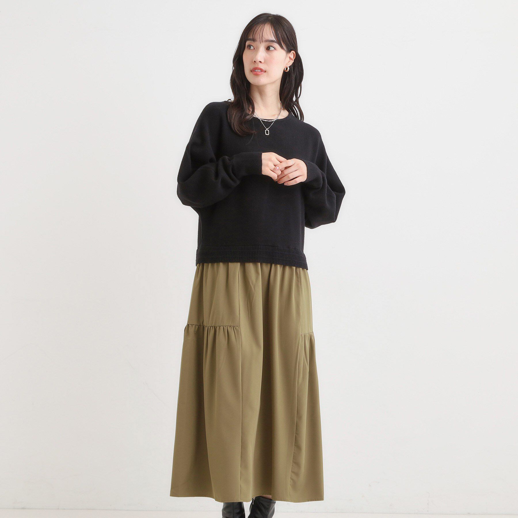 SHOO･LA･RUE「異素材ドッキングワンピース」|ワンピース|