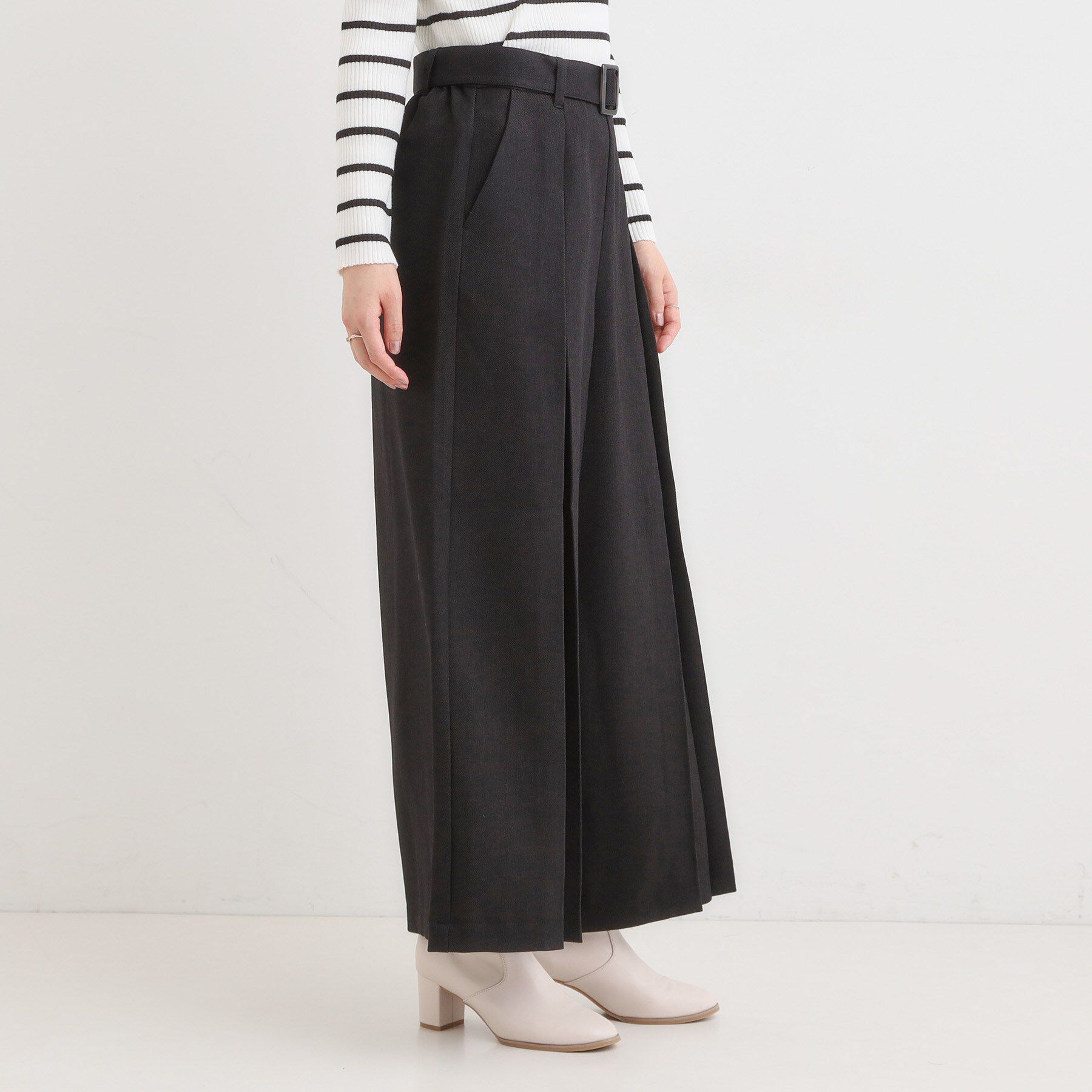 SHOO･LA･RUE「【着丈選べる/S-LL】大人のきれいめスタイルに ベルト付きワイドパンツ」|その他|