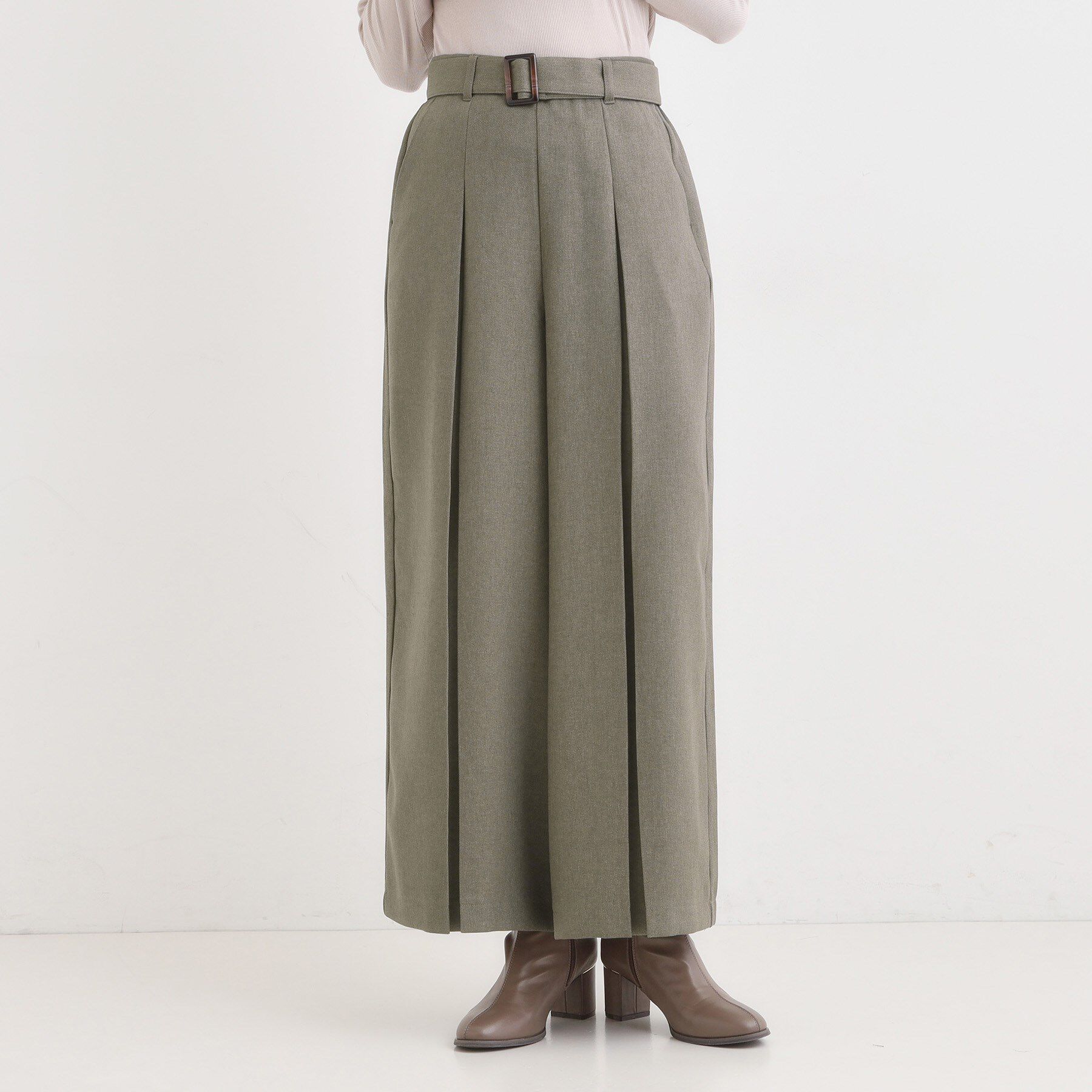 SHOO･LA･RUE「【着丈選べる/S-LL】大人のきれいめスタイルに ベルト付きワイドパンツ」|その他|