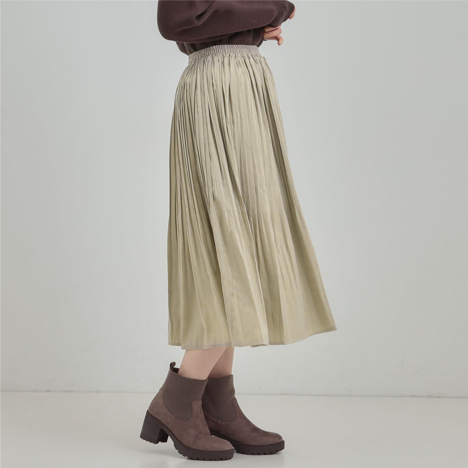 SHOO･LA･RUE「【着丈選べる/あったか】裏に秘密 プリーツスカート」|スカート|