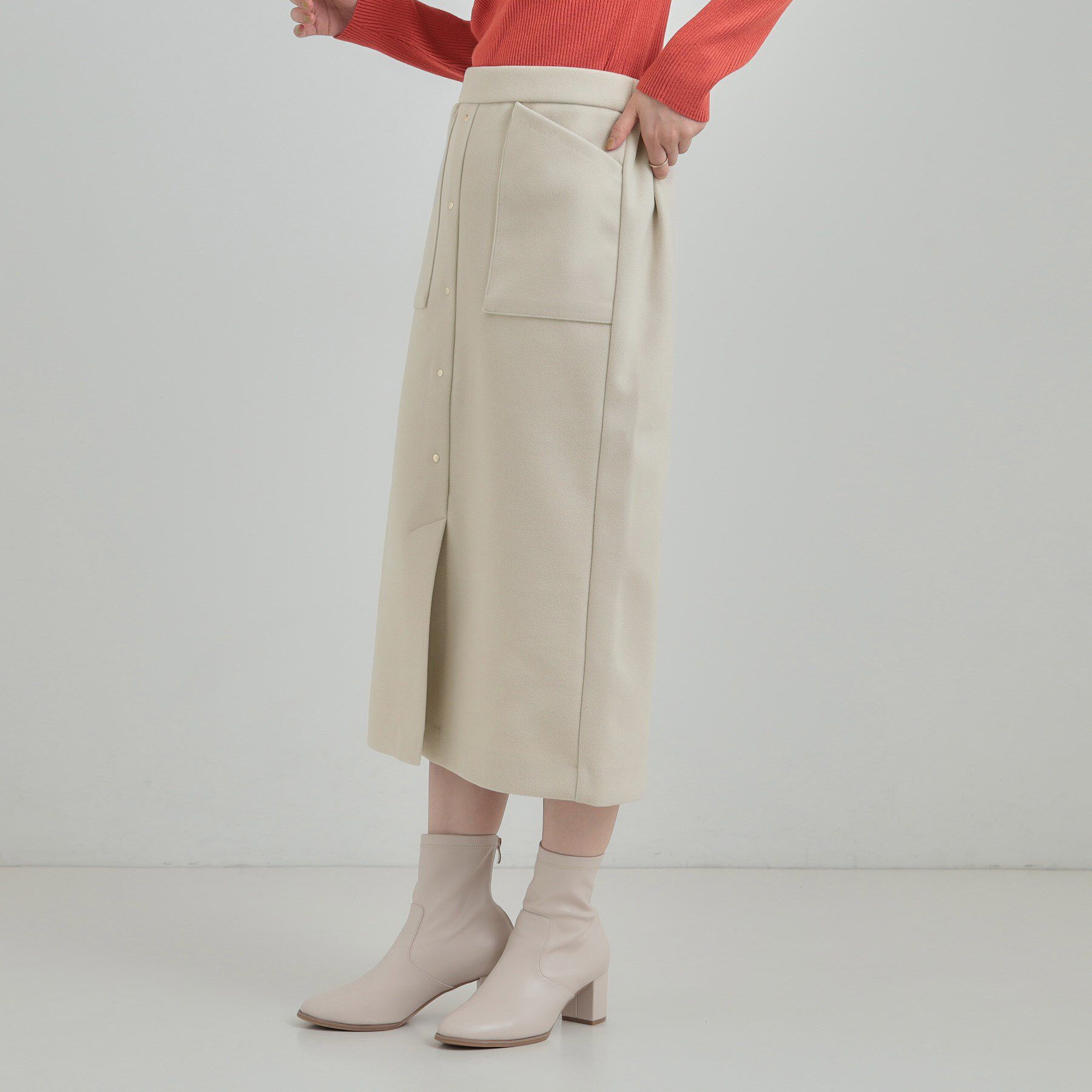 SHOO･LA･RUE「【S-LL/あったか】すらりときれい見え ベイカー風ナロースカート」|スカート|