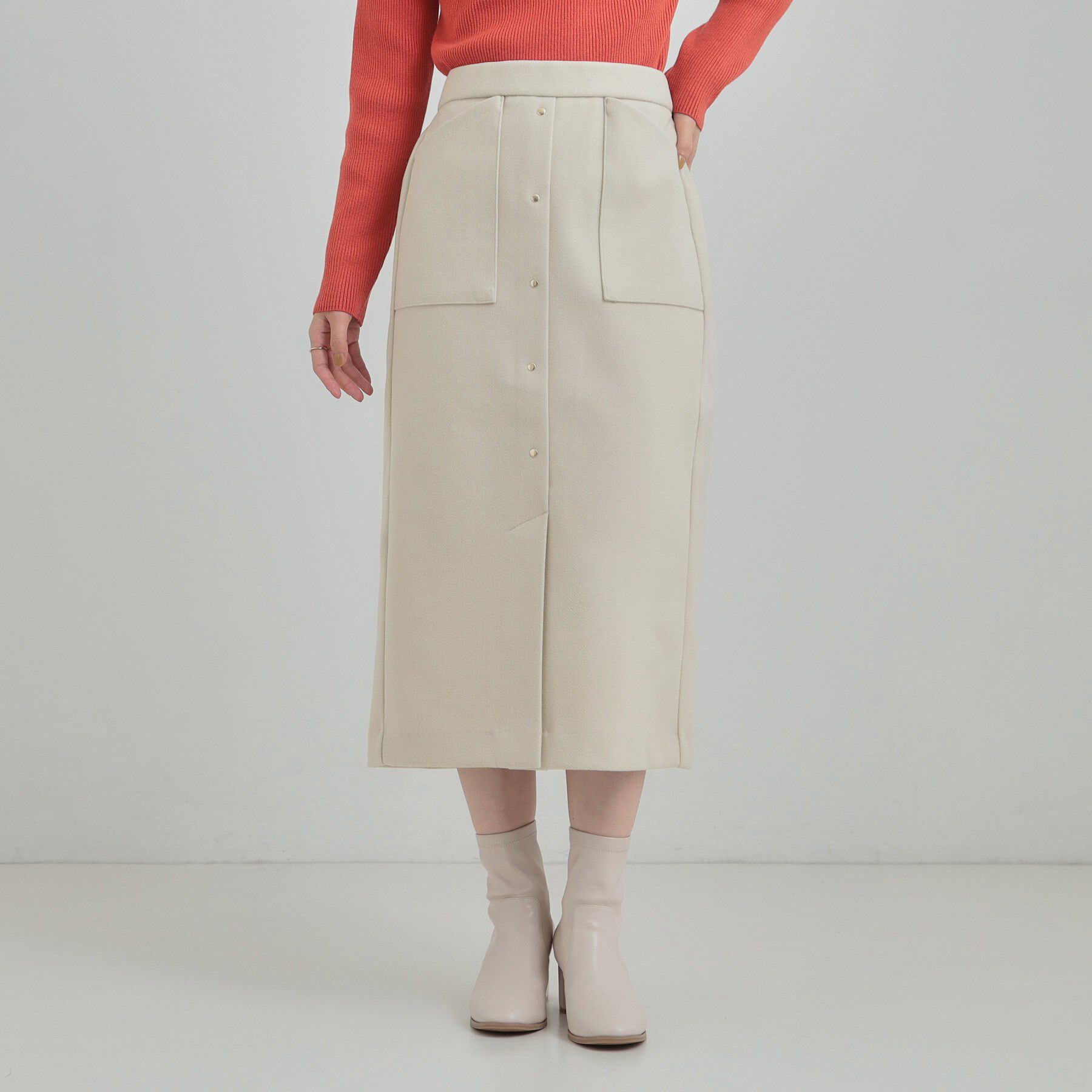 SHOO･LA･RUE「【S-LL/あったか】すらりときれい見え ベイカー風ナロースカート」|スカート|