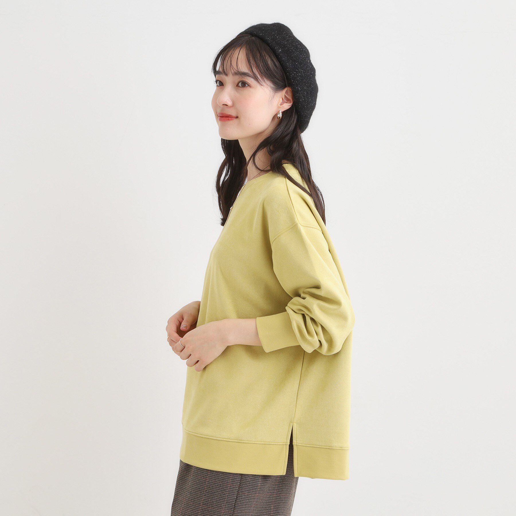 SHOO･LA･RUE「【S-LL】なめらかタッチが癖になる スエード調トップス」|Tシャツ・カットソー|