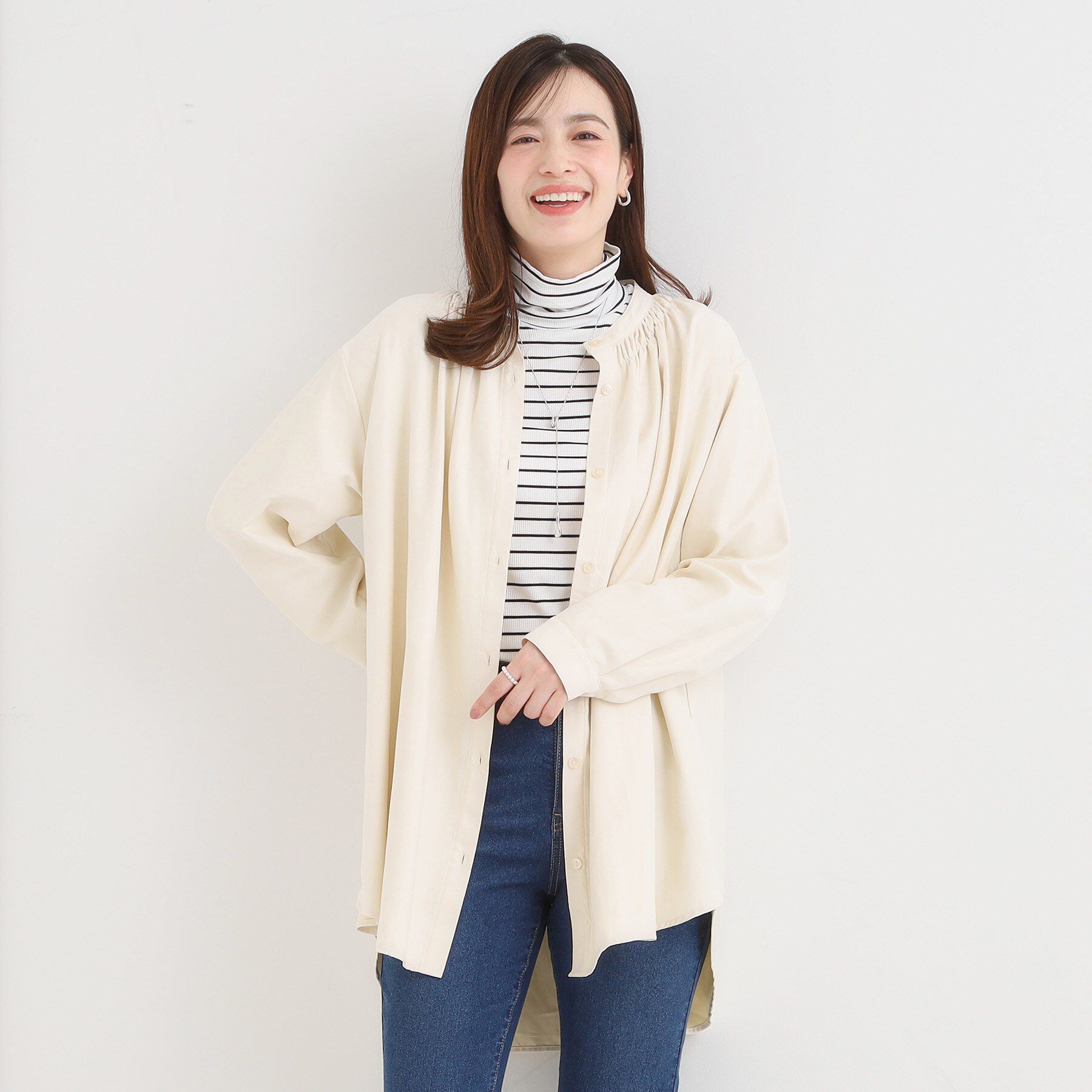 SHOO･LA･RUE「【洗濯機可/S-LL】滑らかなタッチが心地よい マイクロコールチュニック」|チュニック|