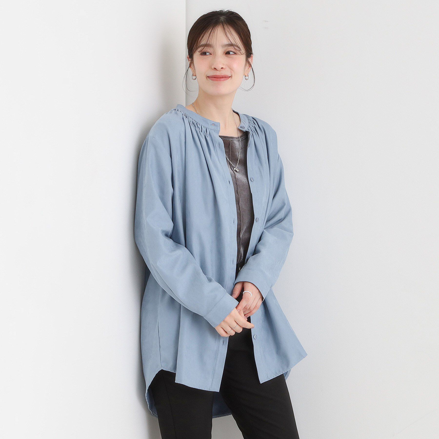 SHOO･LA･RUE「【洗濯機可/S-LL】滑らかなタッチが心地よい マイクロコールチュニック」|チュニック|