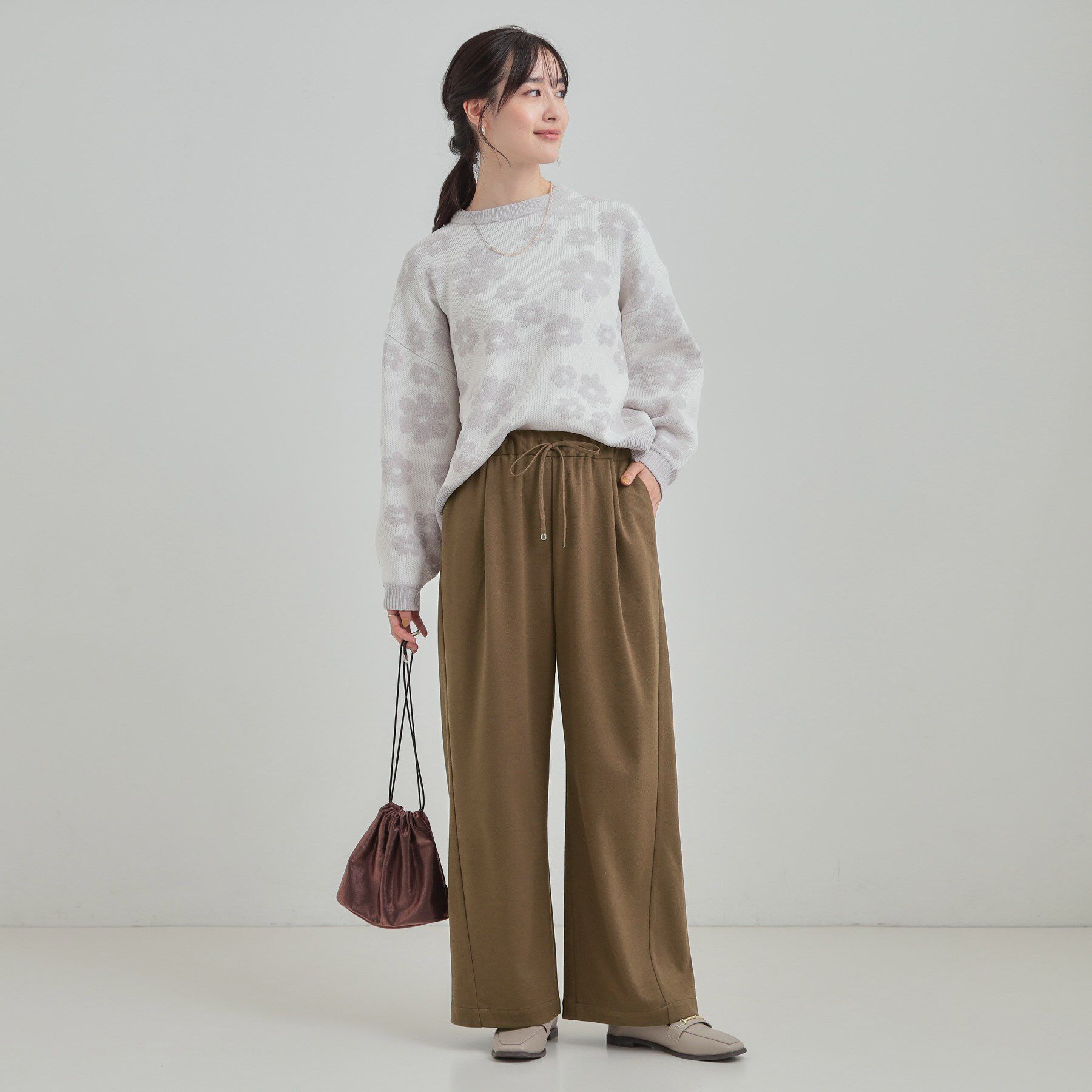 SHOO･LA･RUE「【あったか/S-LL】ゆるっとリラクシーに イージーワイドパンツ」|その他|