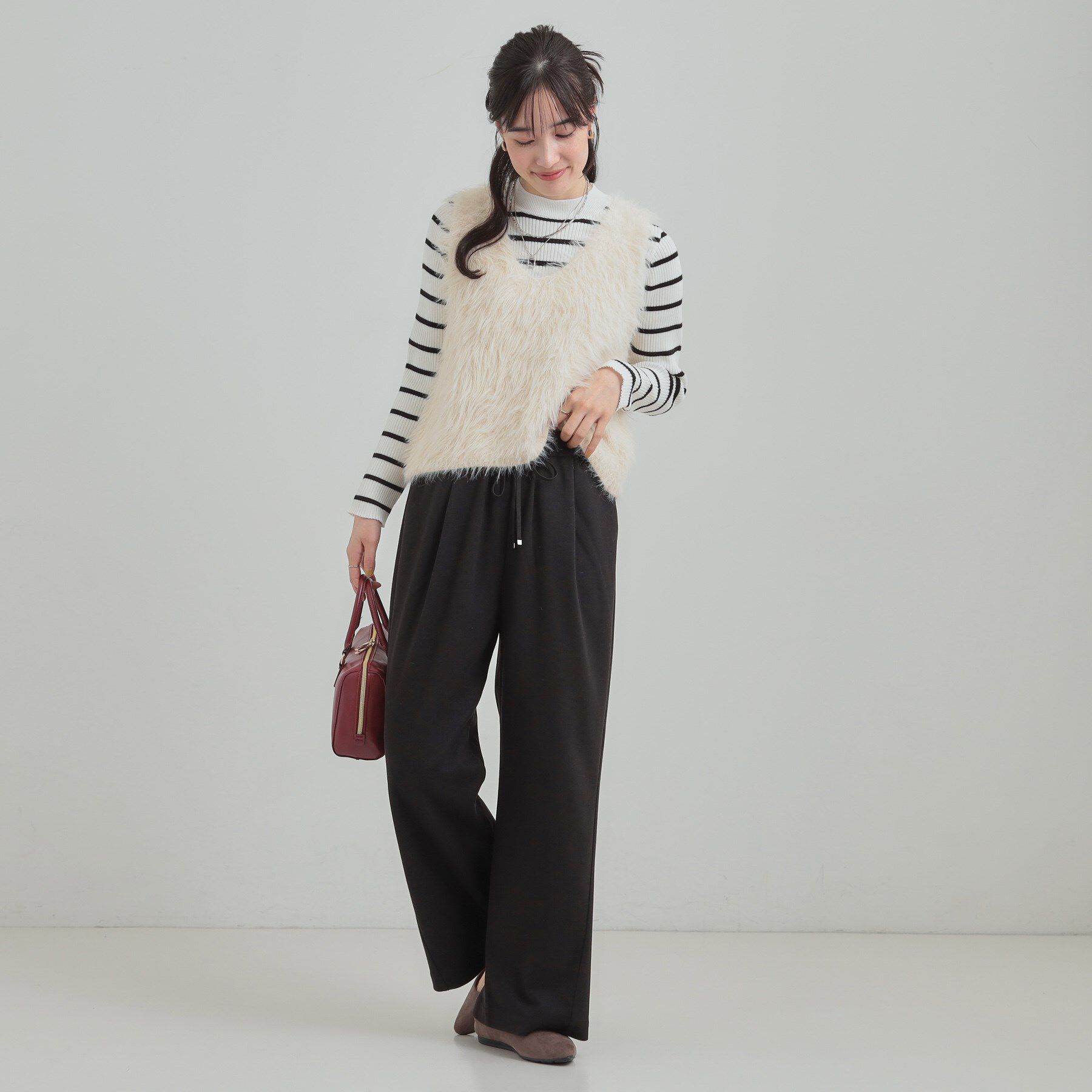 SHOO･LA･RUE「【あったか/S-LL】ゆるっとリラクシーに イージーワイドパンツ」|その他|