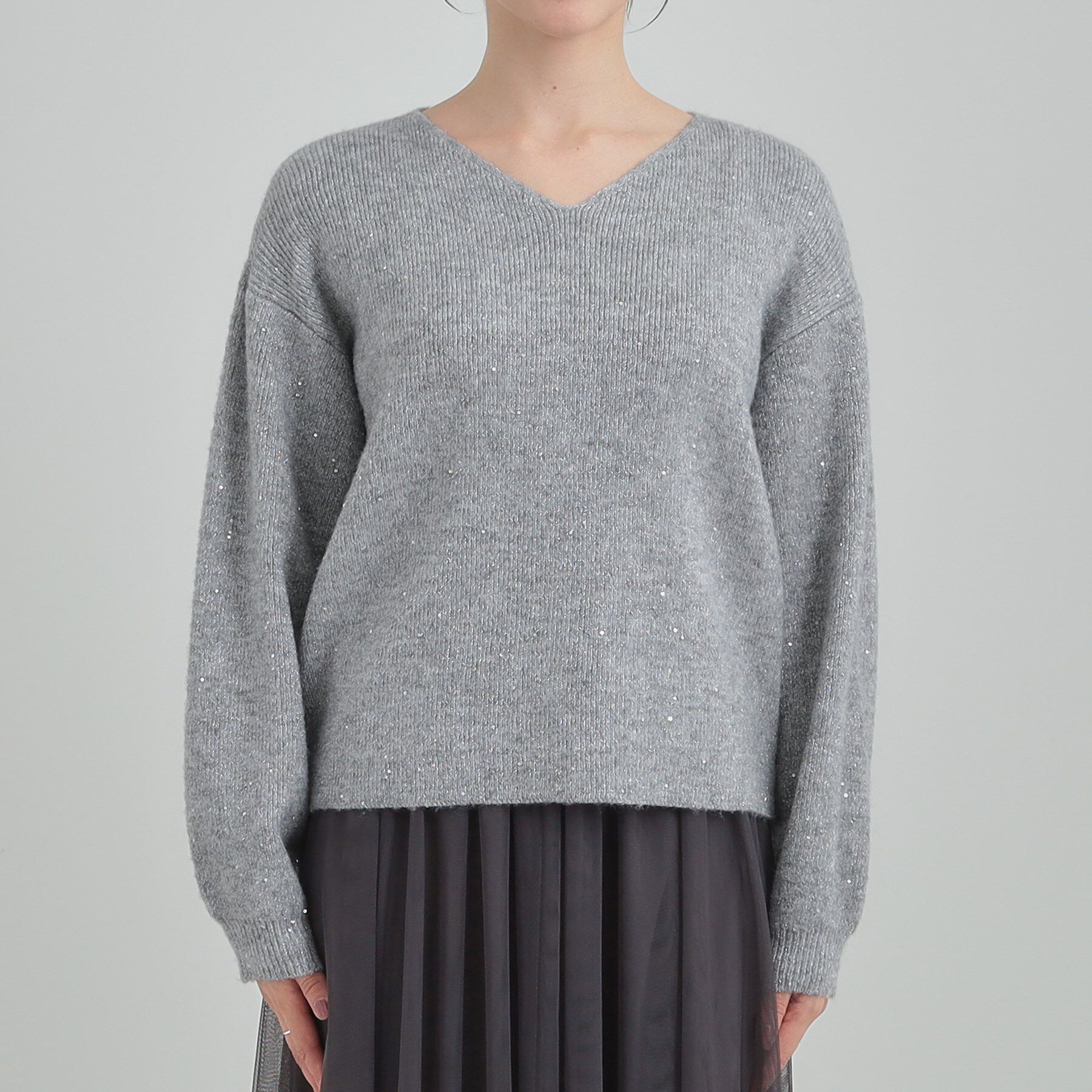 SHOO･LA･RUE「【S-LL】きらっと華やぐ　大人のスパンコールニット」|ニット・セーター|