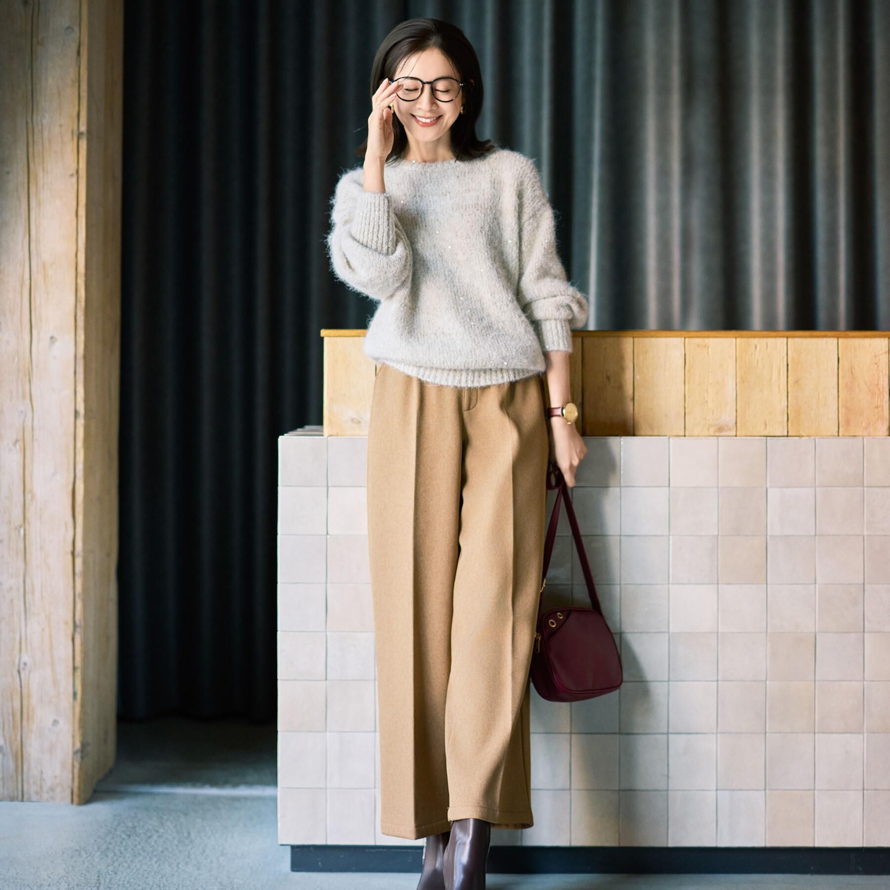 SHOO･LA･RUE「【洗濯機可/S-LL】上品にキラリと華やぐ スパンコールニット」|ニット・セーター|