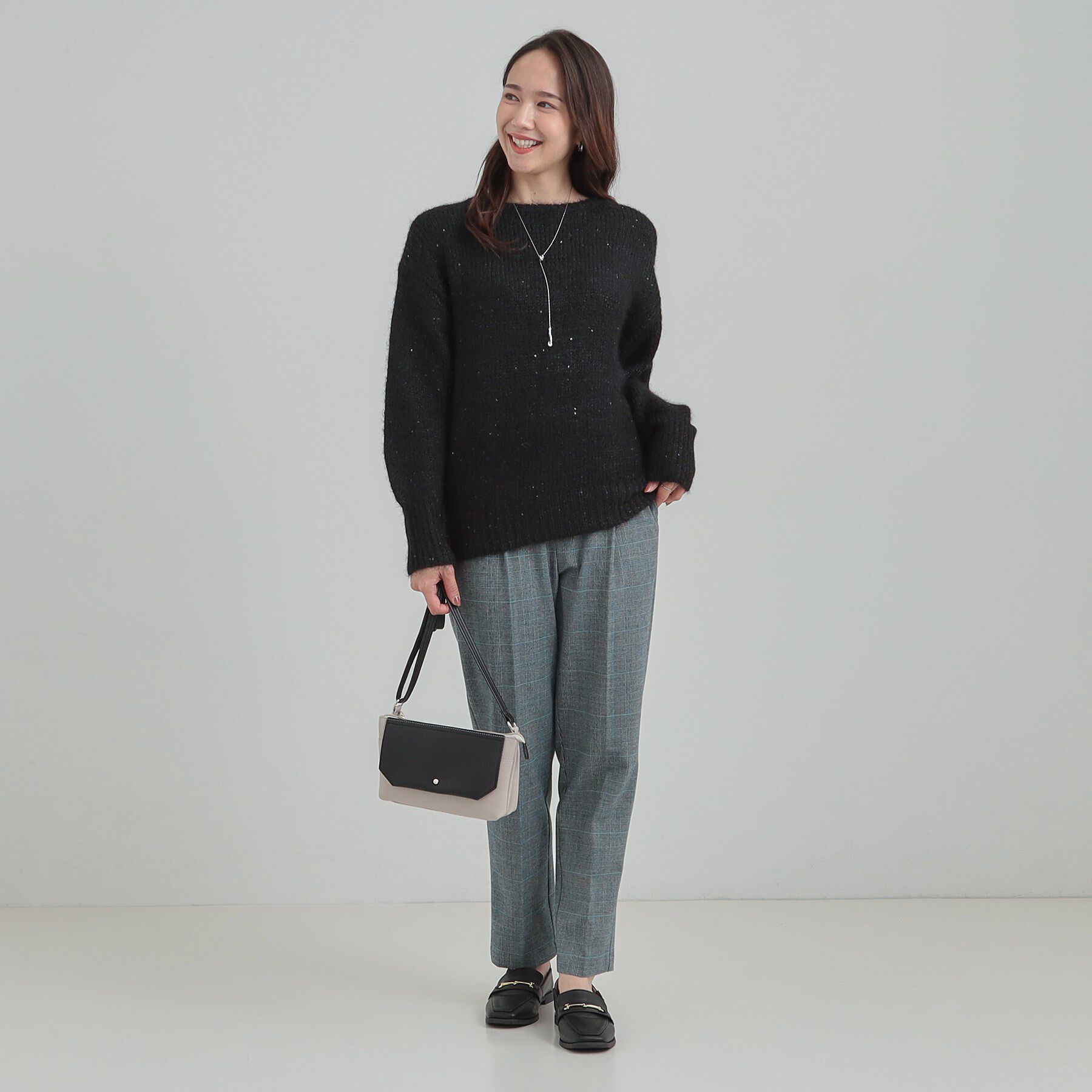 SHOO･LA･RUE「【洗濯機可/S-LL】上品にキラリと華やぐ スパンコールニット」|ニット・セーター|